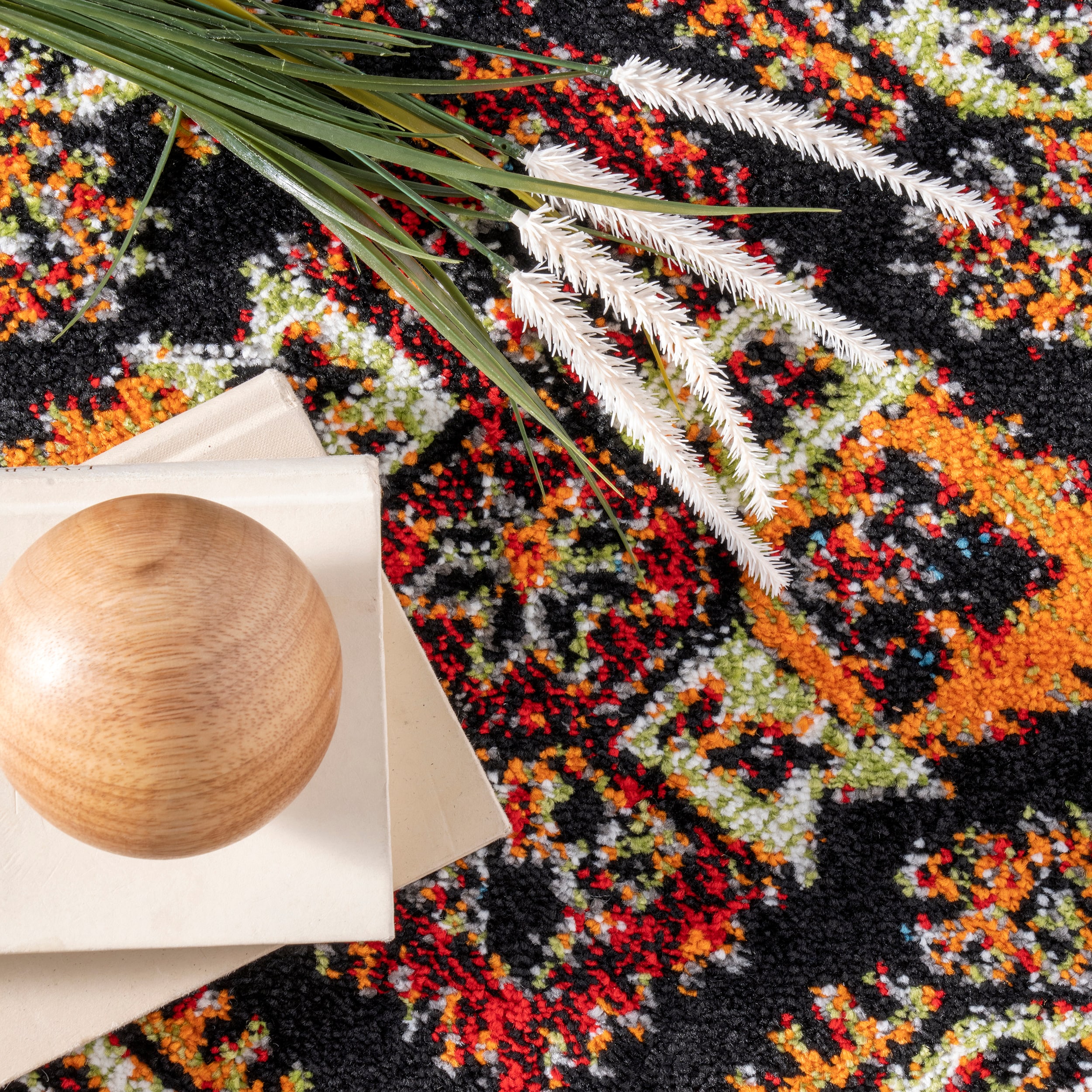 Medieval Red Round Synthetic Indoor/Outdoor Area Rug