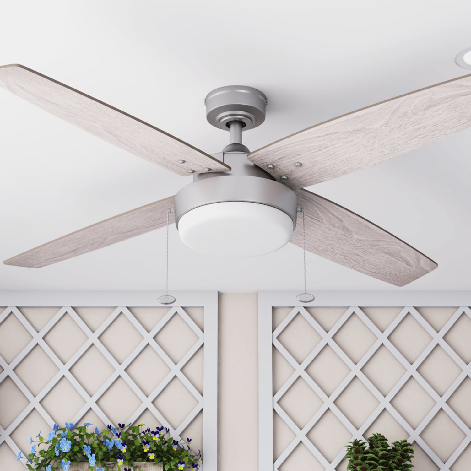 Memphis 52" Pewter Ceiling Fan with Gray Oak Blades and LED Light