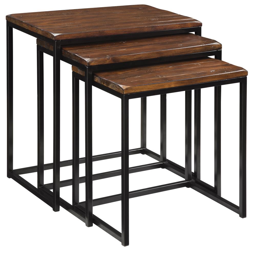 Coast to Coast 39677 3-Piece Industrial Blaisdell Rustic Black and Brown Poplar Accent Table Set