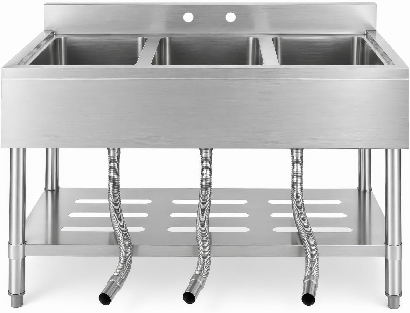 IdealHouse Stainless Steel Utility Sink 39 x 19 x 33 Inch Freestanding Single Bowl Laundry Sink With Workbench Top Deep Basin for Garage Basement Laundry Room Faucet Ready Design