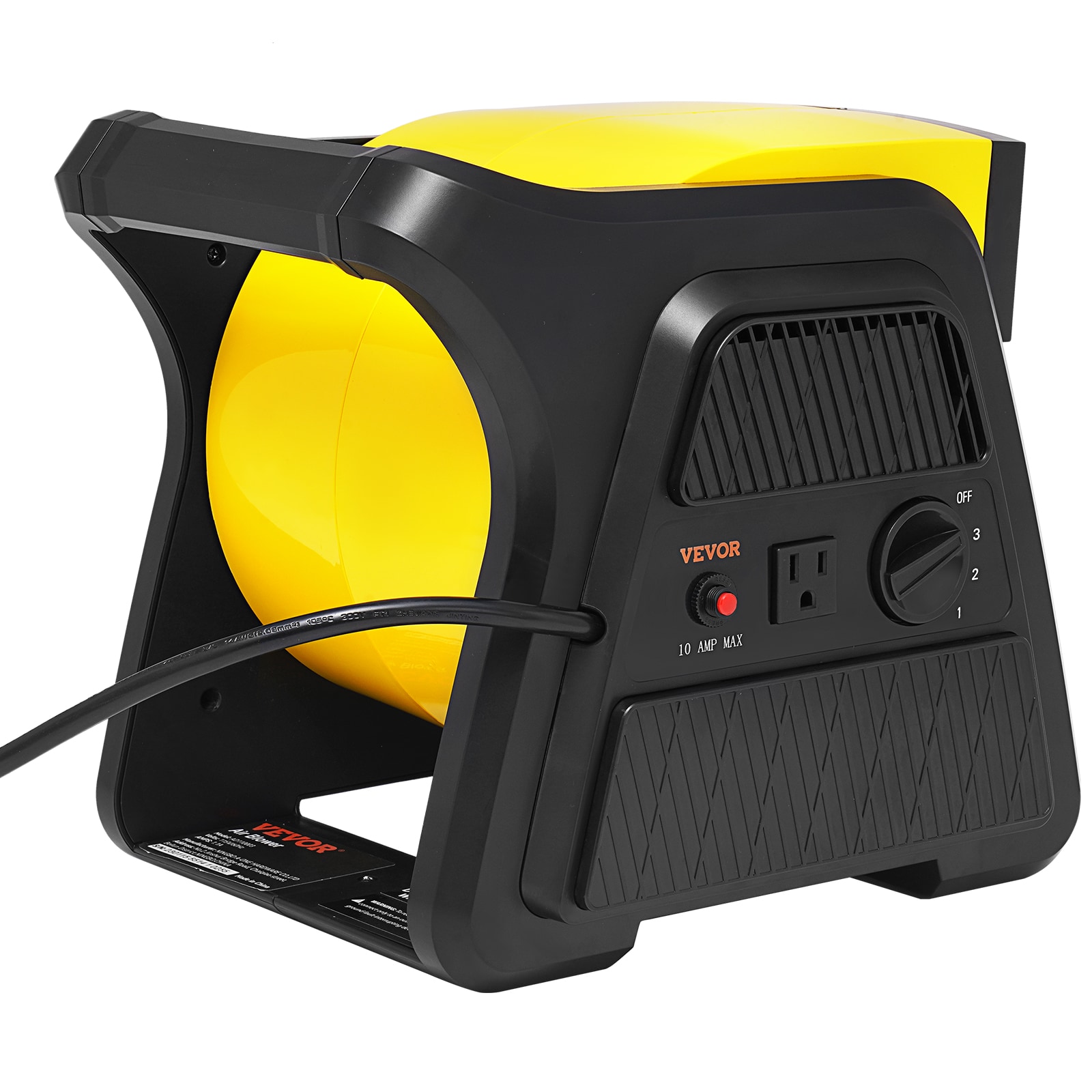 Vevor 12.8'' Yellow and Black Pivoting Utility Fan
