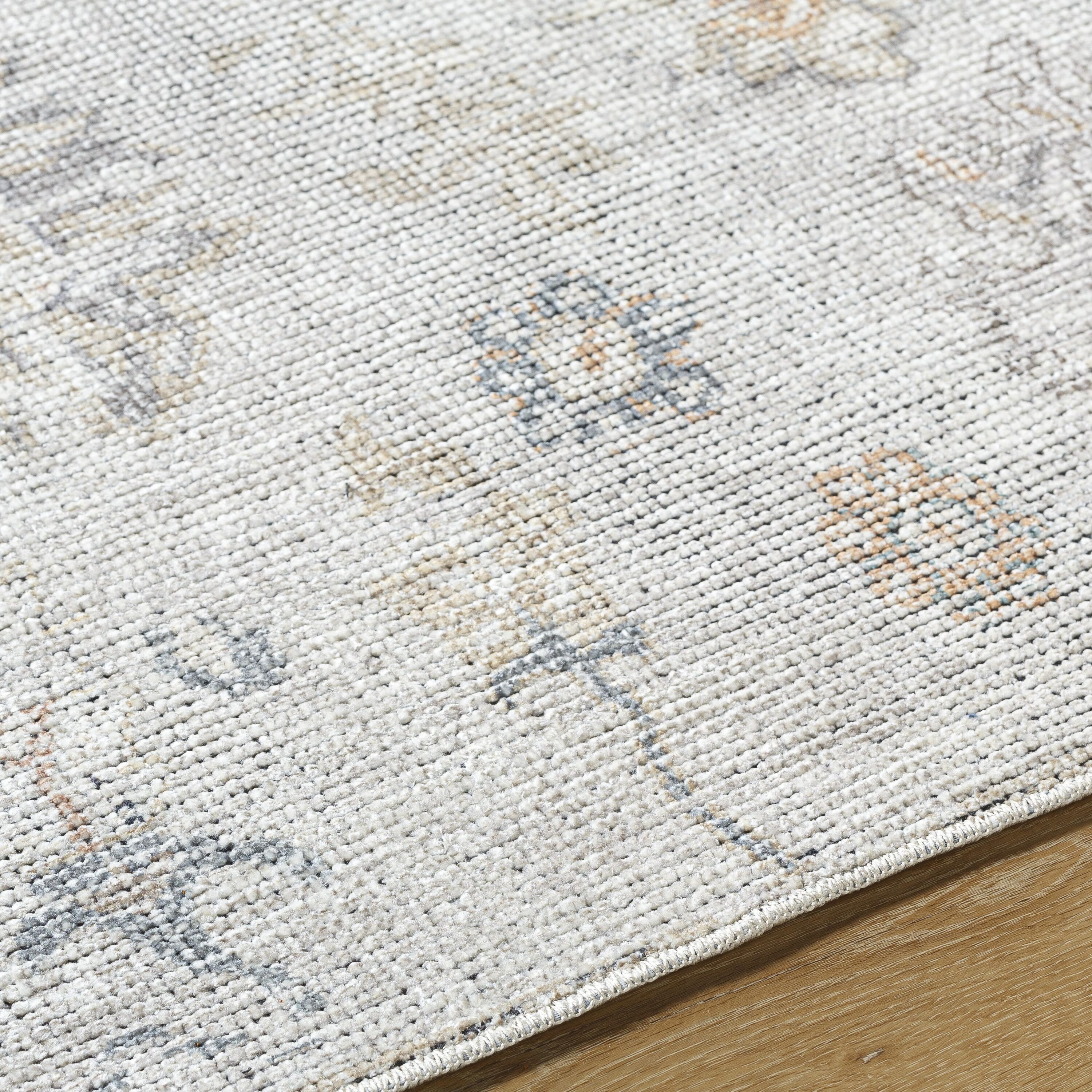 Light Gray Synthetic Hand-Knotted 5' x 7' Area Rug