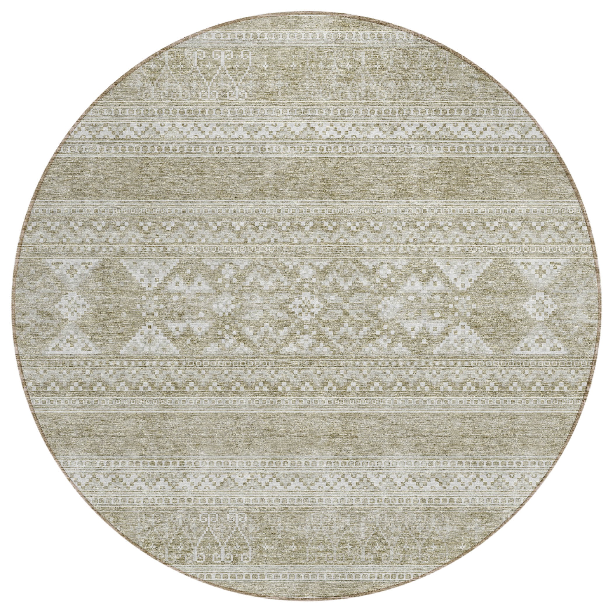 Addison Rugs ACN714KH8RO Chantille ACN714KH 8 x 8 (ft) Polyester Khaki Round Indoor/Outdoor Geometric Machine washable Area rug