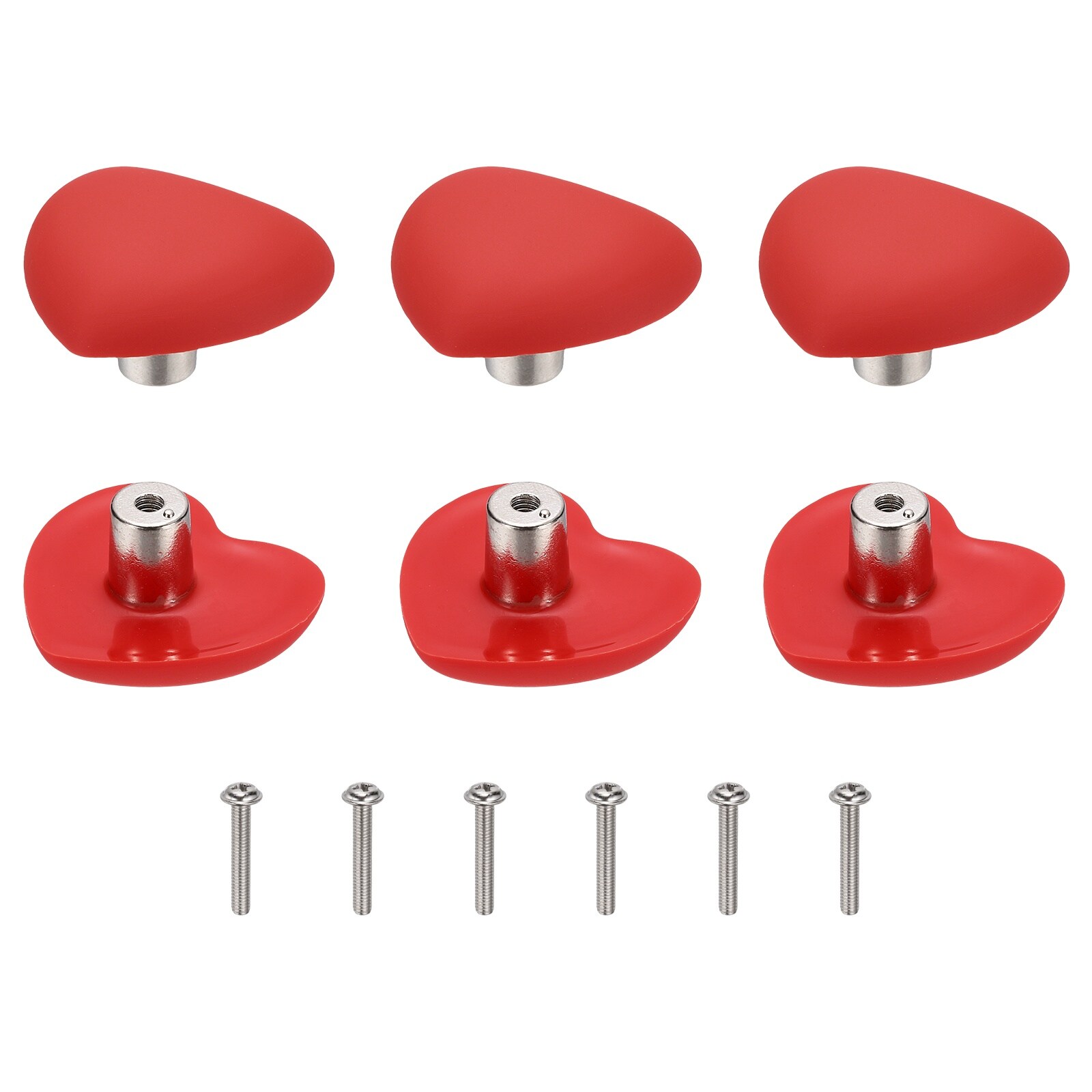 Unique Bargains 6pcs Cabinet Knobs Heart Soft Rubber Cabinet Handle Silicon Cute Drawer Pulls with Screws Cartoon Dresser Knob for Decoration Bedroom Wardrobe Dresser Drawer Nursery Red