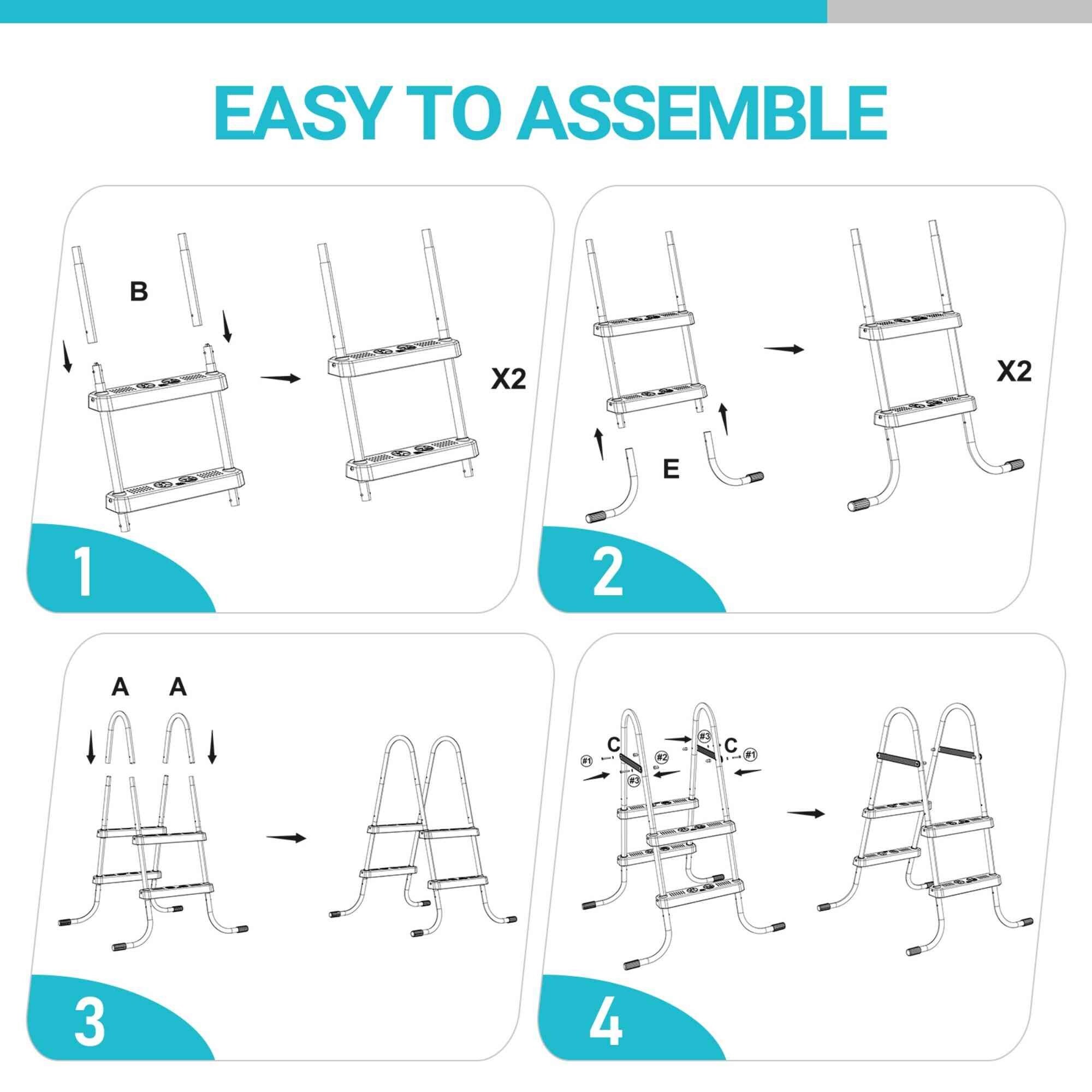 Wudkey L4-CO7I0S Above-Ground-Pool-Lad-Steps - View #3