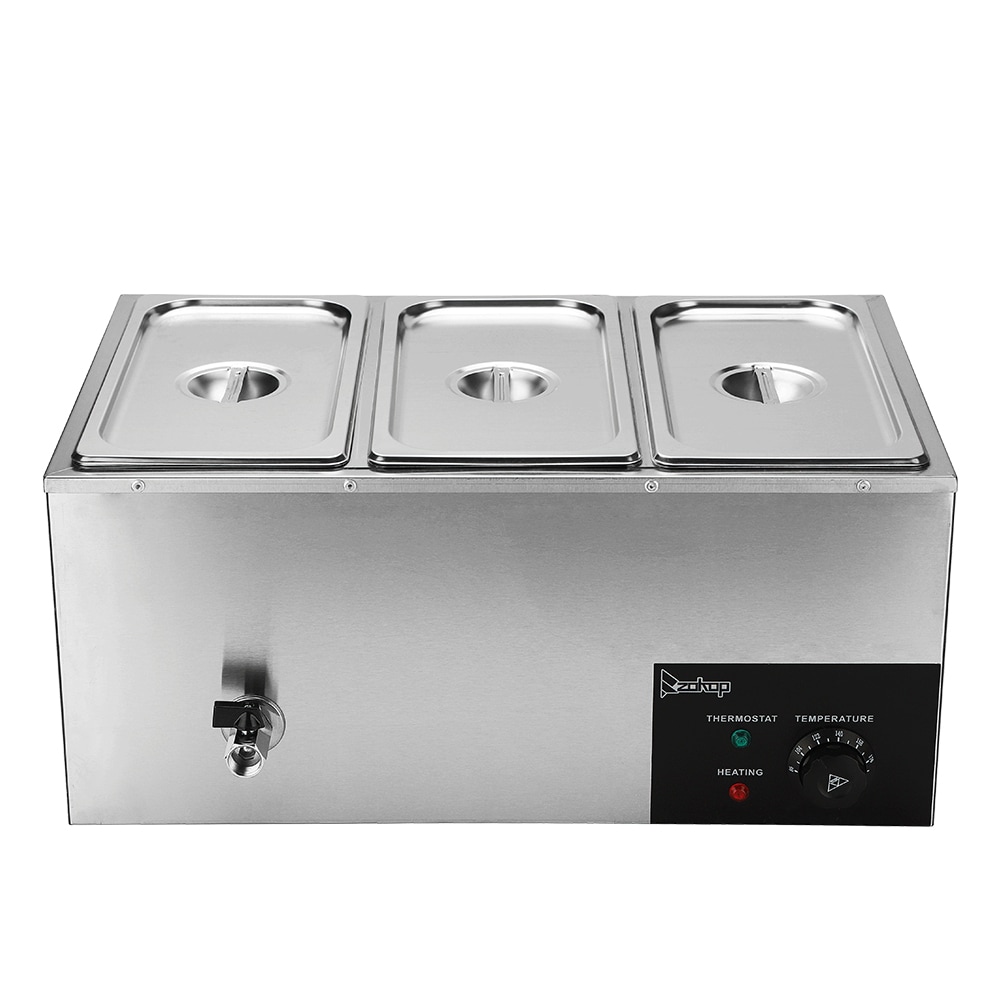 VEVOR Commercial Food Warmer Full-Size 1 Pot Steam Table with Lid 9.5 Quart Electric Soup Warmers Grade Stainless Steel Bain Marie Buffet Equipment