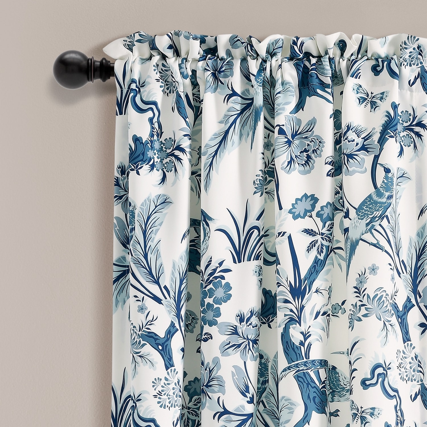 Lush Decor 63-in Blue Floral Light Filtering Rod Pocket Curtain Panel ...