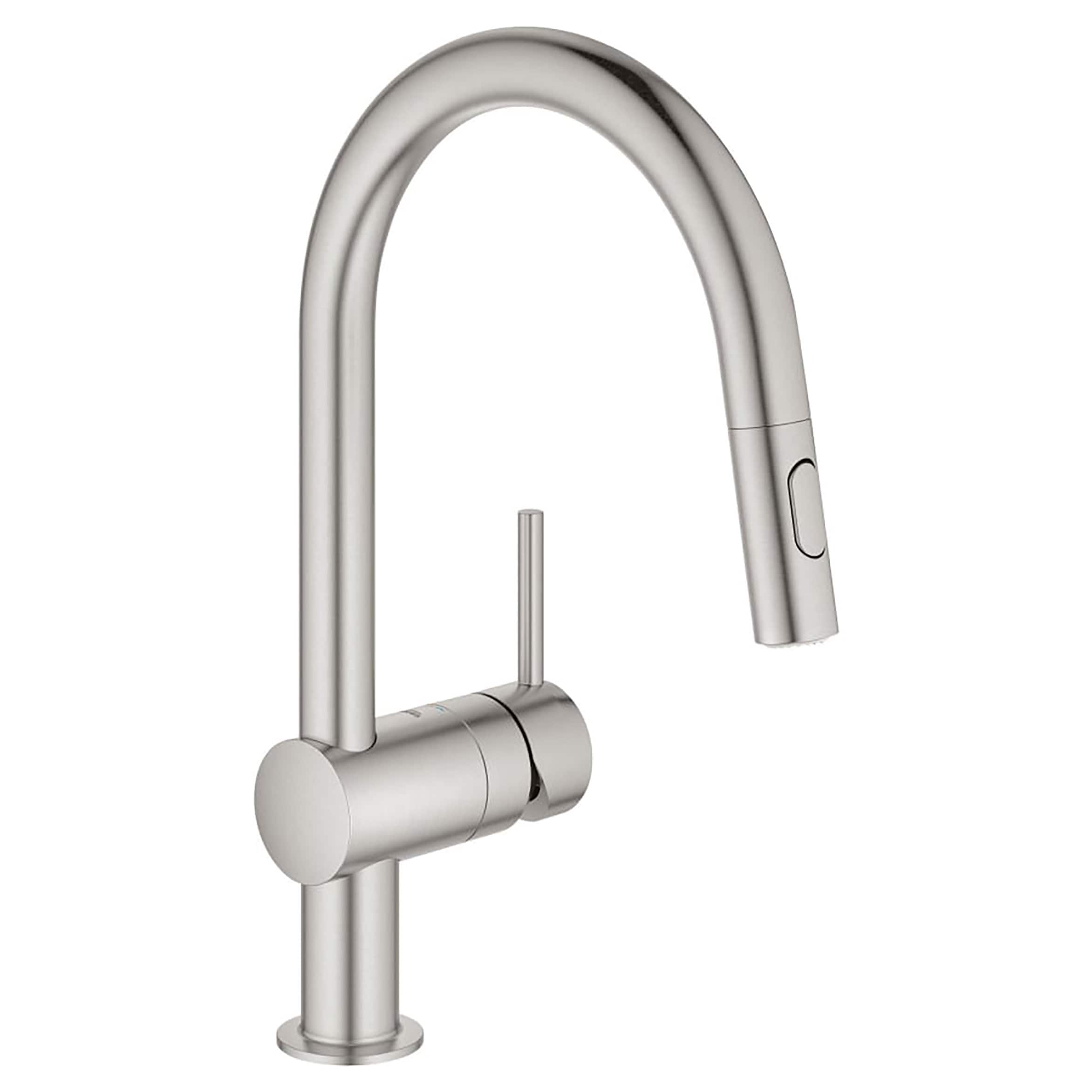 GROHE 31378DC3 Minta SuperSteel Single Handle Deck-mount Pull-down Kitchen Faucet with Sprayer