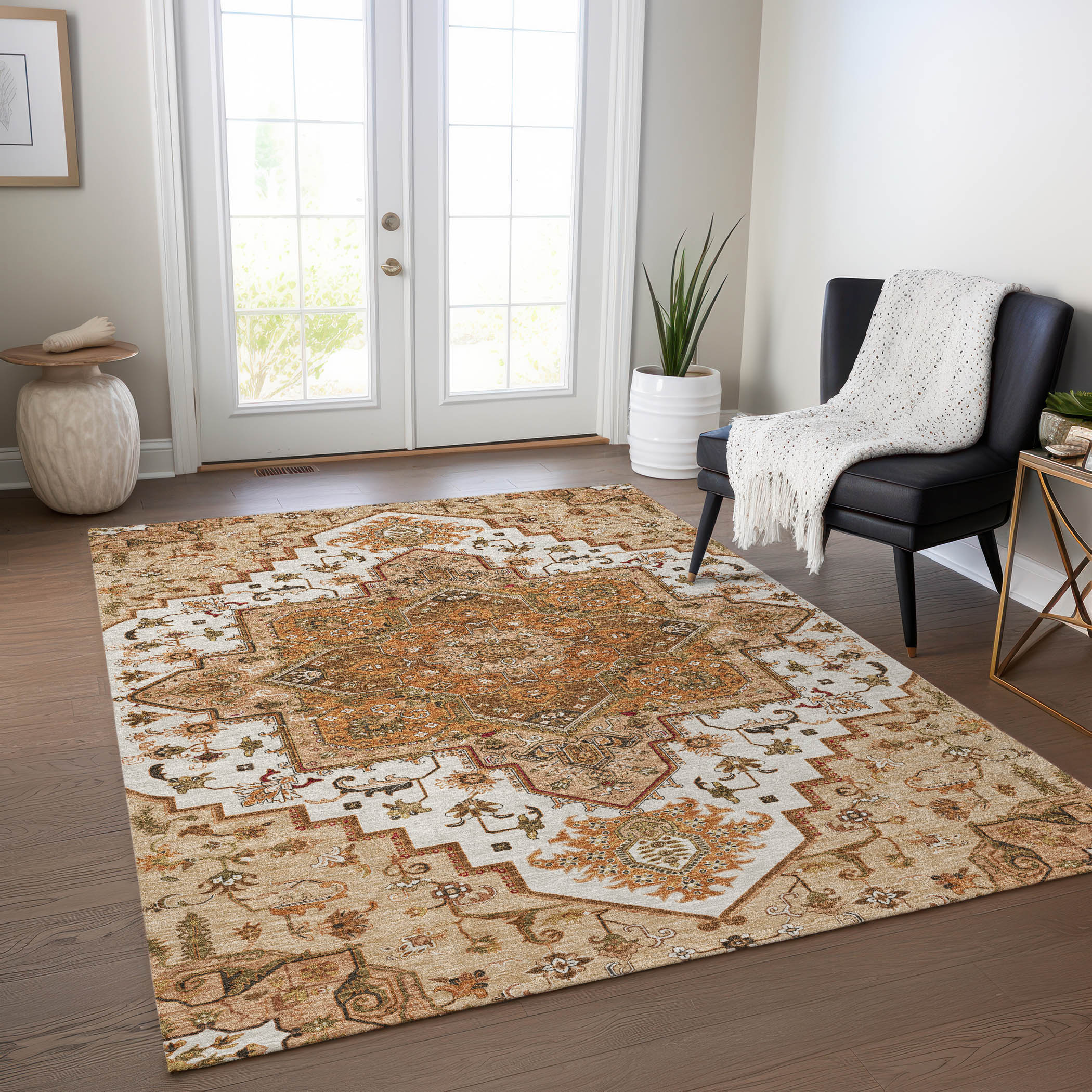 Addison Rugs ACN1036TR3X5 Chantille ACN1036TR 3 x 5 (ft) Polyester Terracotta Rectangular Indoor/Outdoor Geometric Machine washable Area rug