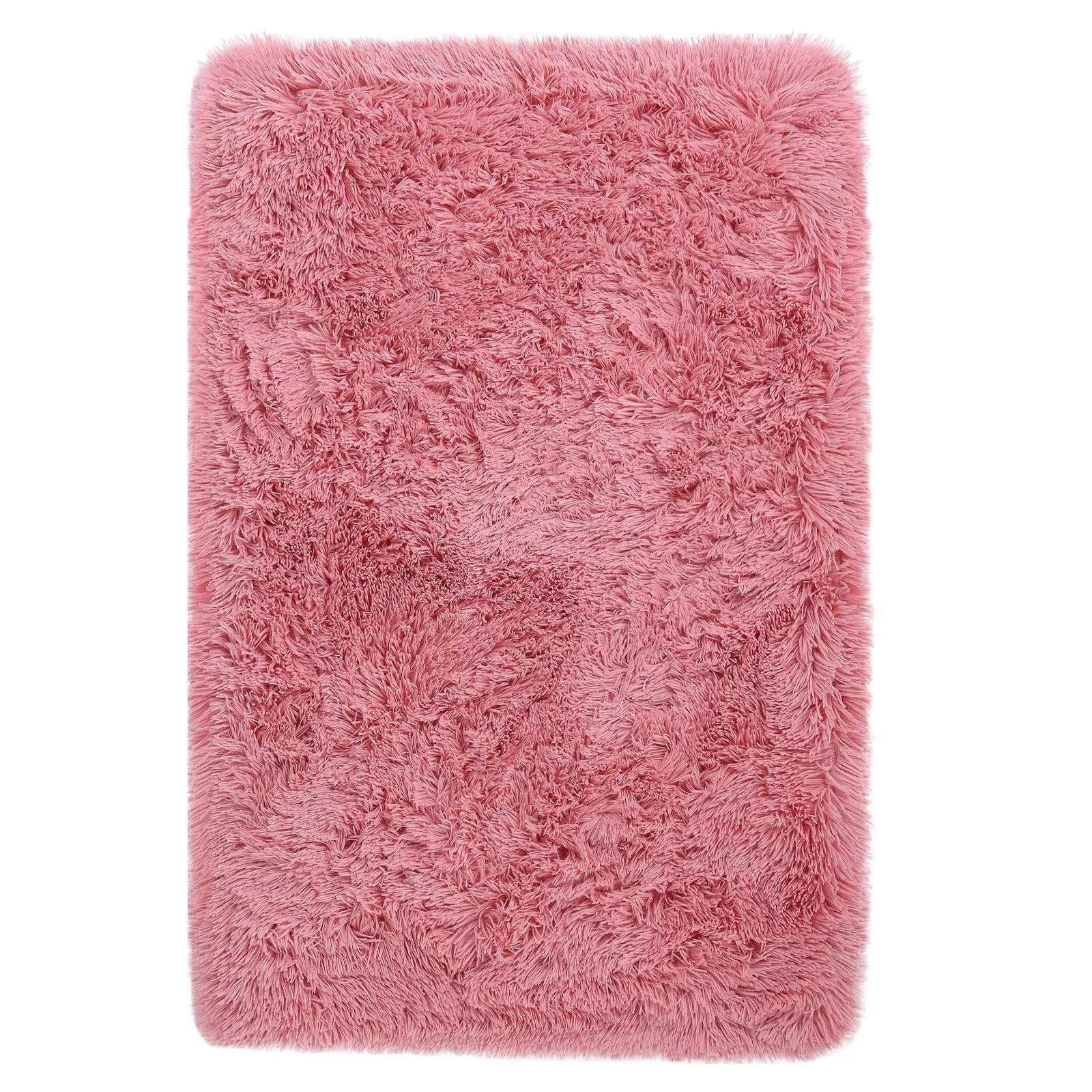 Qeetex SUNNY-PHO-0PW2KV2M 10 x 13 ft Polyester Pink Rectangular Indoor Solid Modern Fluffy Soft Non Slip Area Rug