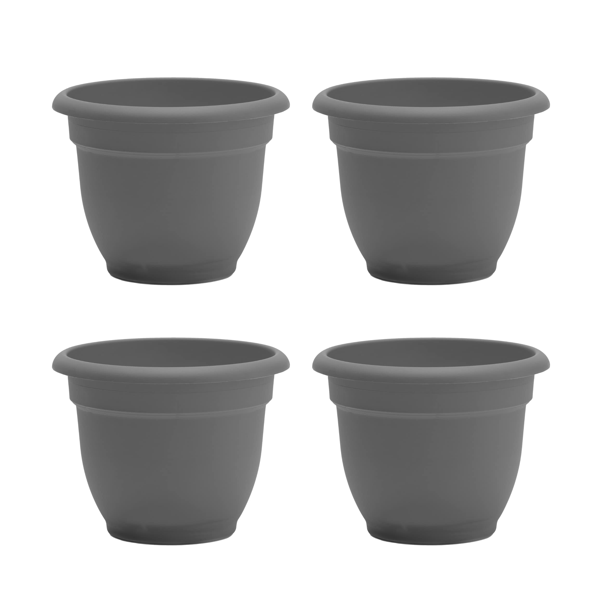 Bloem DCB-APMIX11 4 -Pack Round 11.0-in W Small Gray Plastic Indoor/Outdoor Planter with Drainage Holes with Self Watering