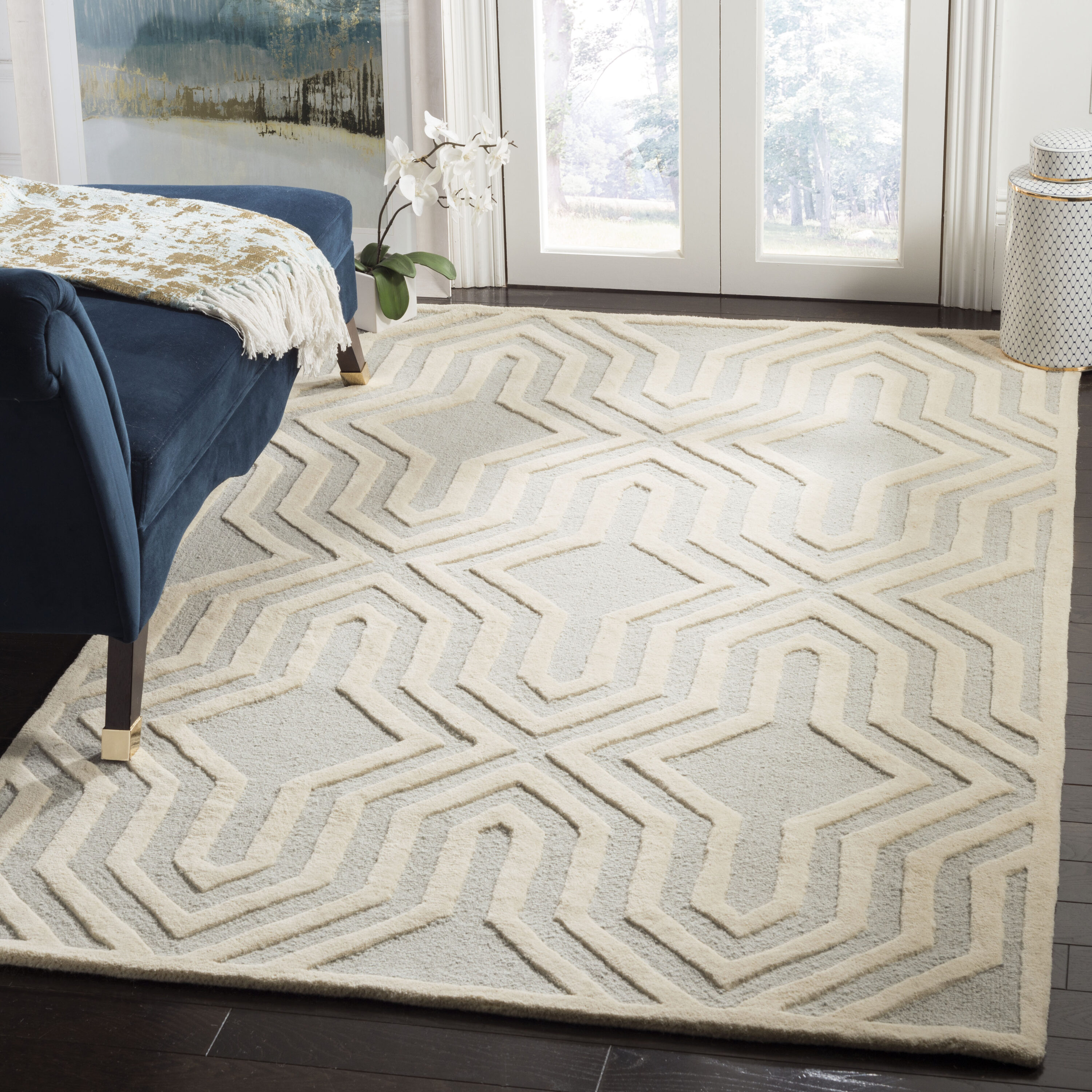  Cambridge 724 Gray/Ivory Contemporary 5ft x 8ft Medium Rectangle Rug
