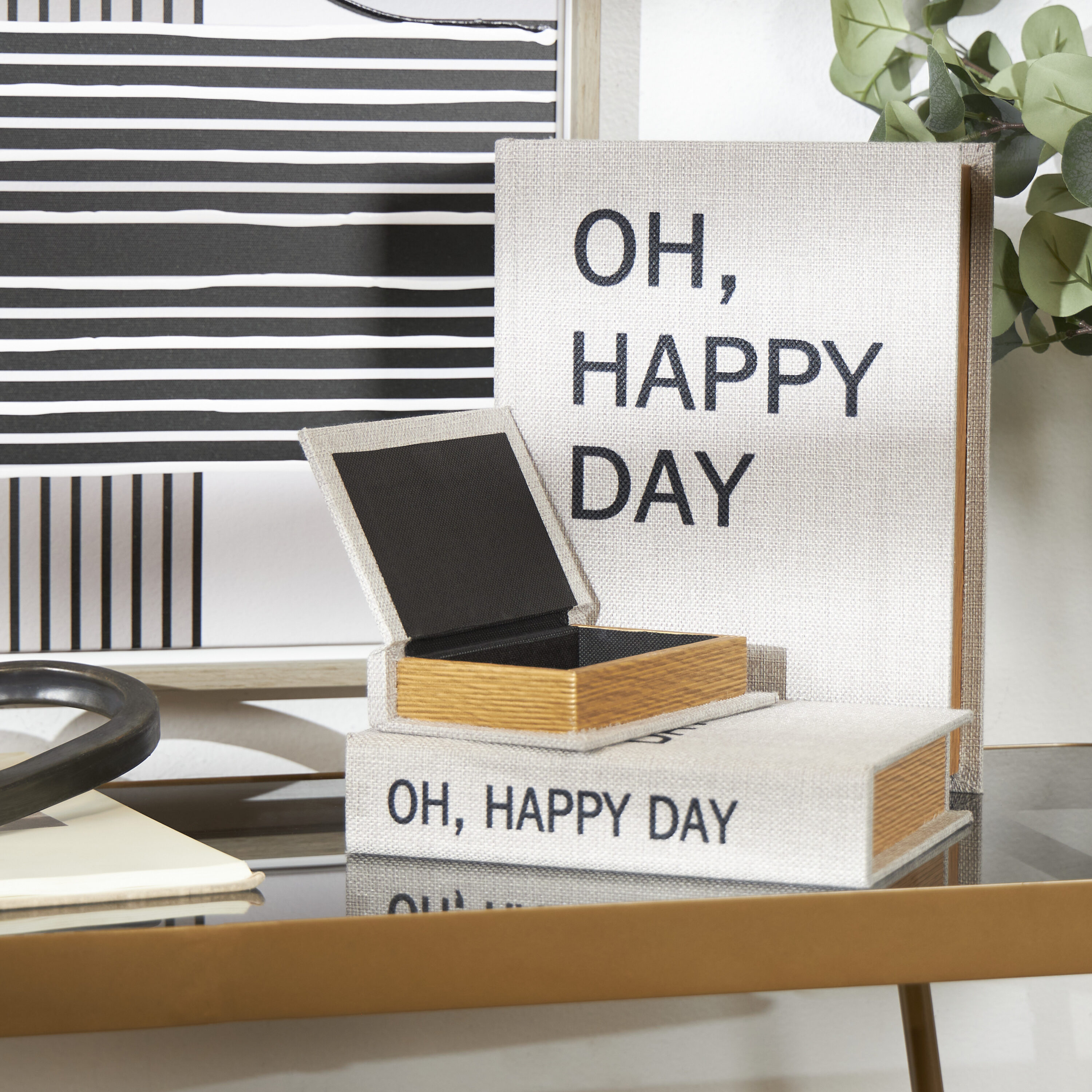 Grayson Lane 820754 3 -Pack Gray Cotton Modern Decorative box