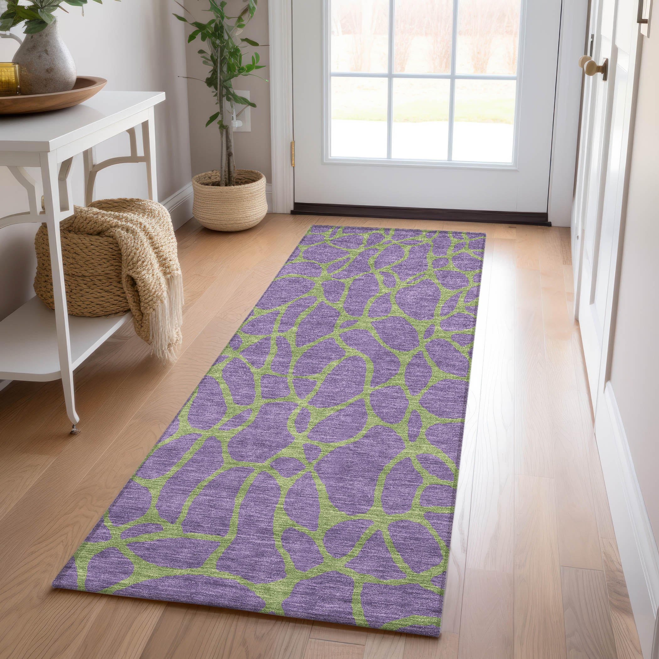 Addison Rugs ACN1023PP2X8 Chantille ACN1023PP 2 x 7 (ft) Polyester Purple Rectangular Indoor/Outdoor Geometric Machine washable Runner rug