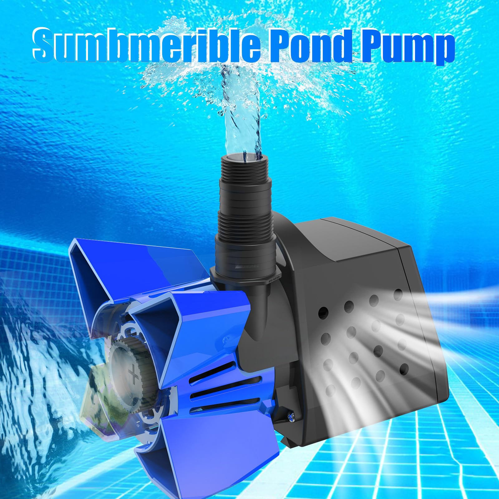 AKSCYZM Pond Pump 3200 GPH Submersible Water Pump with Filter Bag 33 FT ...
