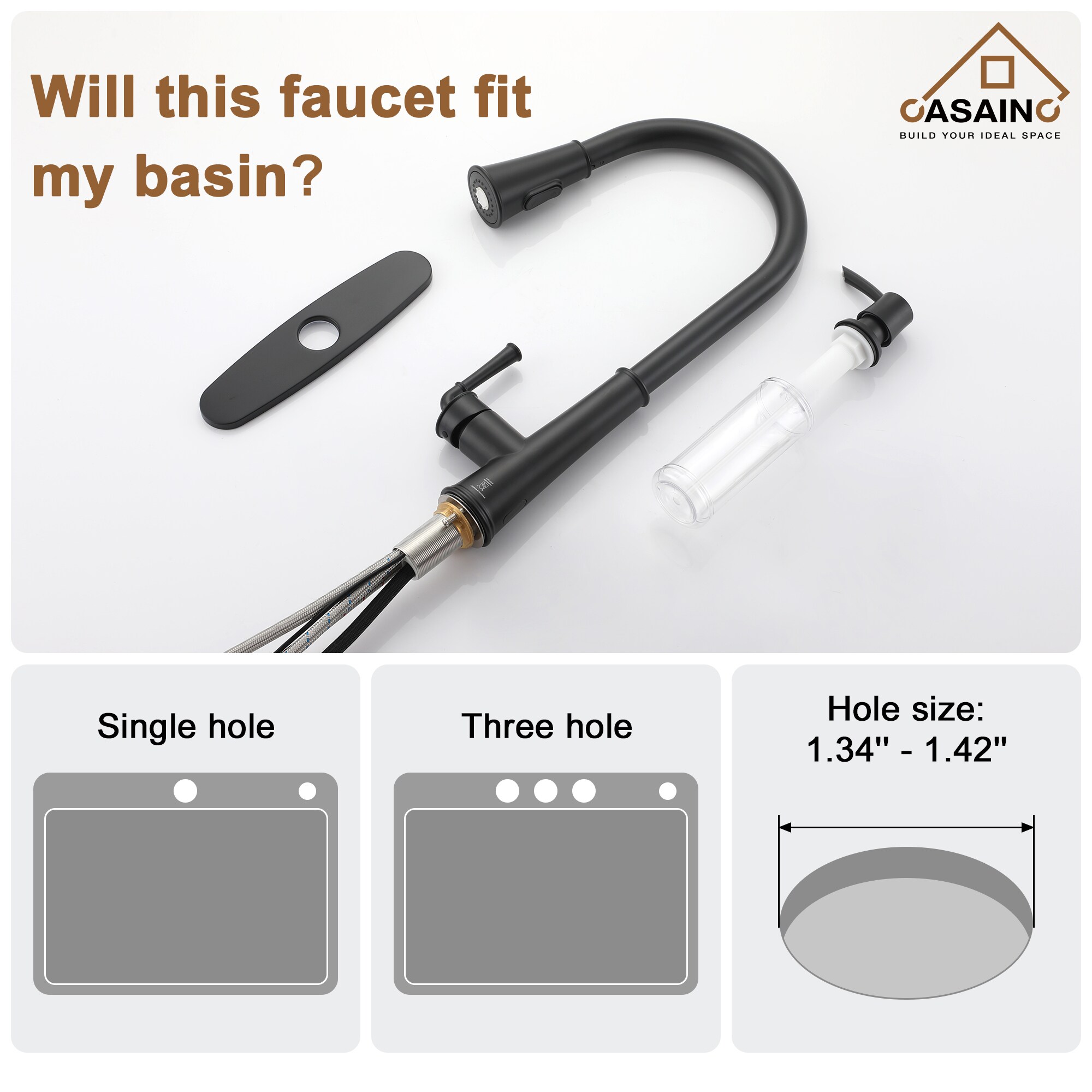 CASAINC CA-W3085-MB Kitchen-Faucets - View #5