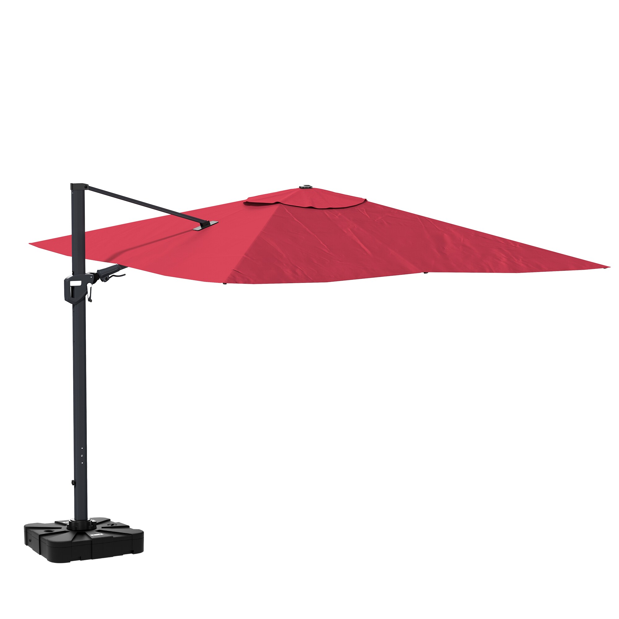 11-ft Aluminum Square Red Cantilever Patio Umbrella with Base | - CASAINC WF-HW66265+