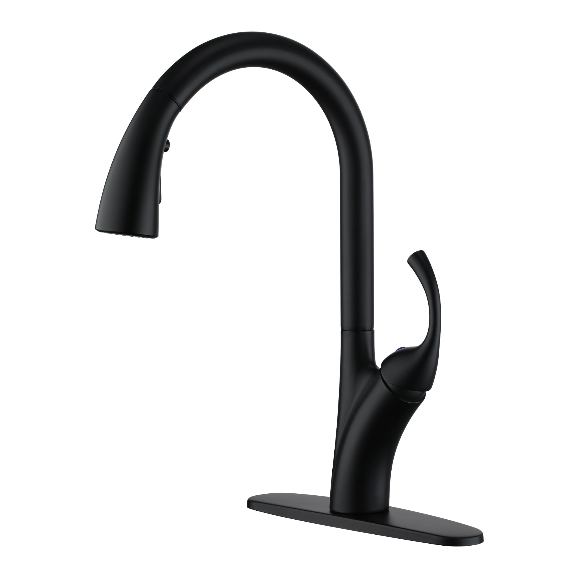 Clihome RCH-BAFS6515 Kitchen Faucet Matte Black Single Handle Deck-mount Pull-down Kitchen Faucet with Sprayer ( Deck Plate Included )