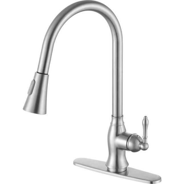ANZZI Rodeo Brushed Nickel 1-Handle Deck-Mount Pull-Out Handle Kitchen Faucet (Deck Plate Included) ANZZI Rodeo Brushed Nickel 1-Handle Deck-Mount Pull-Out Handle Kitchen Faucet (Deck Plate Included)