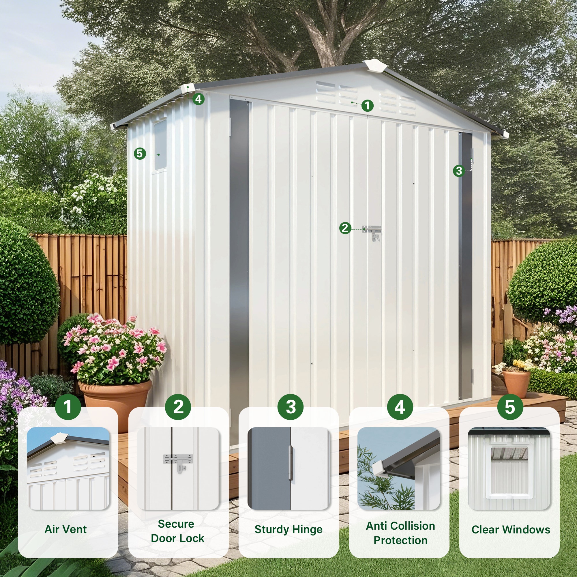 WELLFOR GIZHF573BK Metal-Storage-Buildings-Sheds - View #4