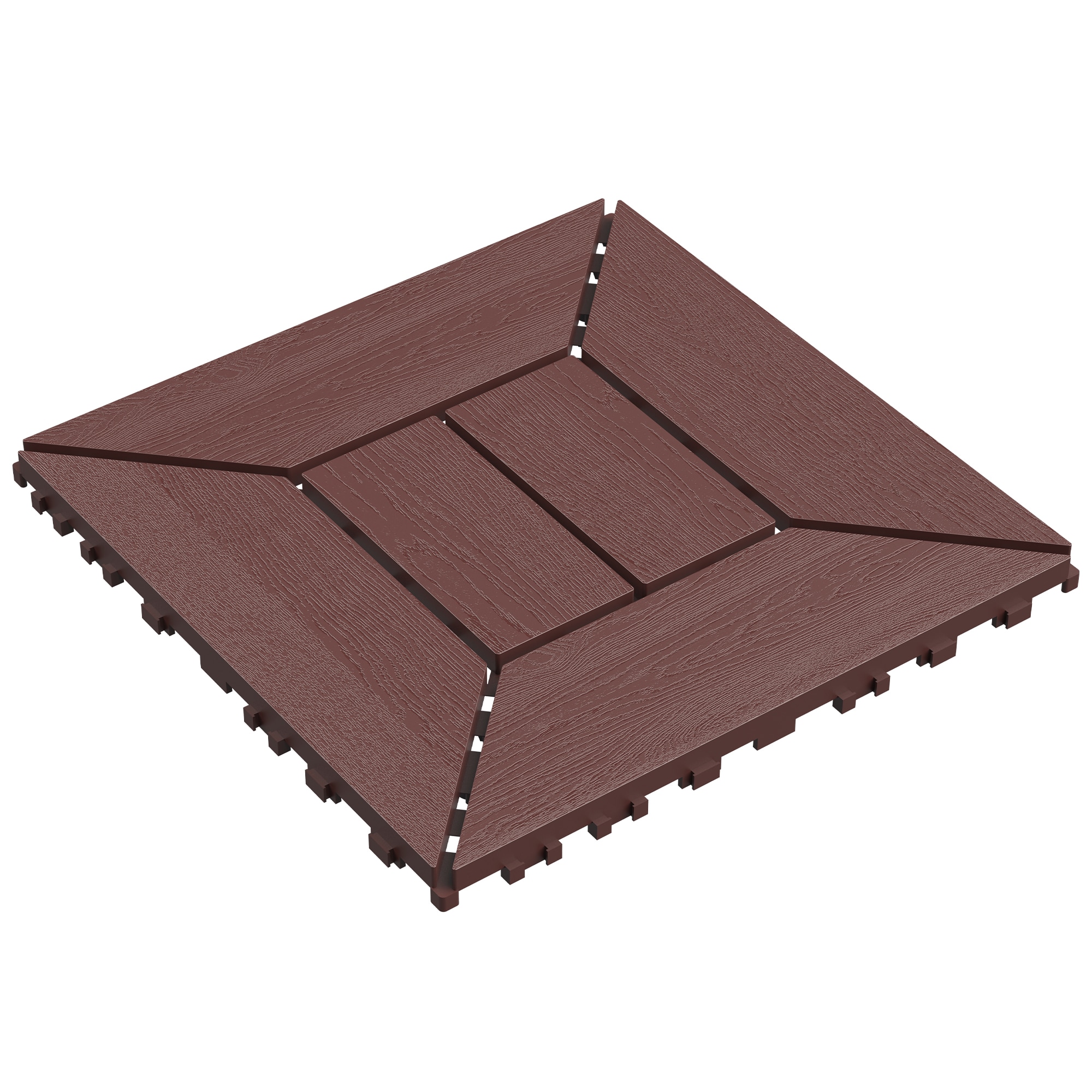 Justincity 12 inch interlocking deck tiles set of 44 DIY patio tiles PP material for indoor outdoor use easy install poolside balcony backyard brown #LJT0421OG13