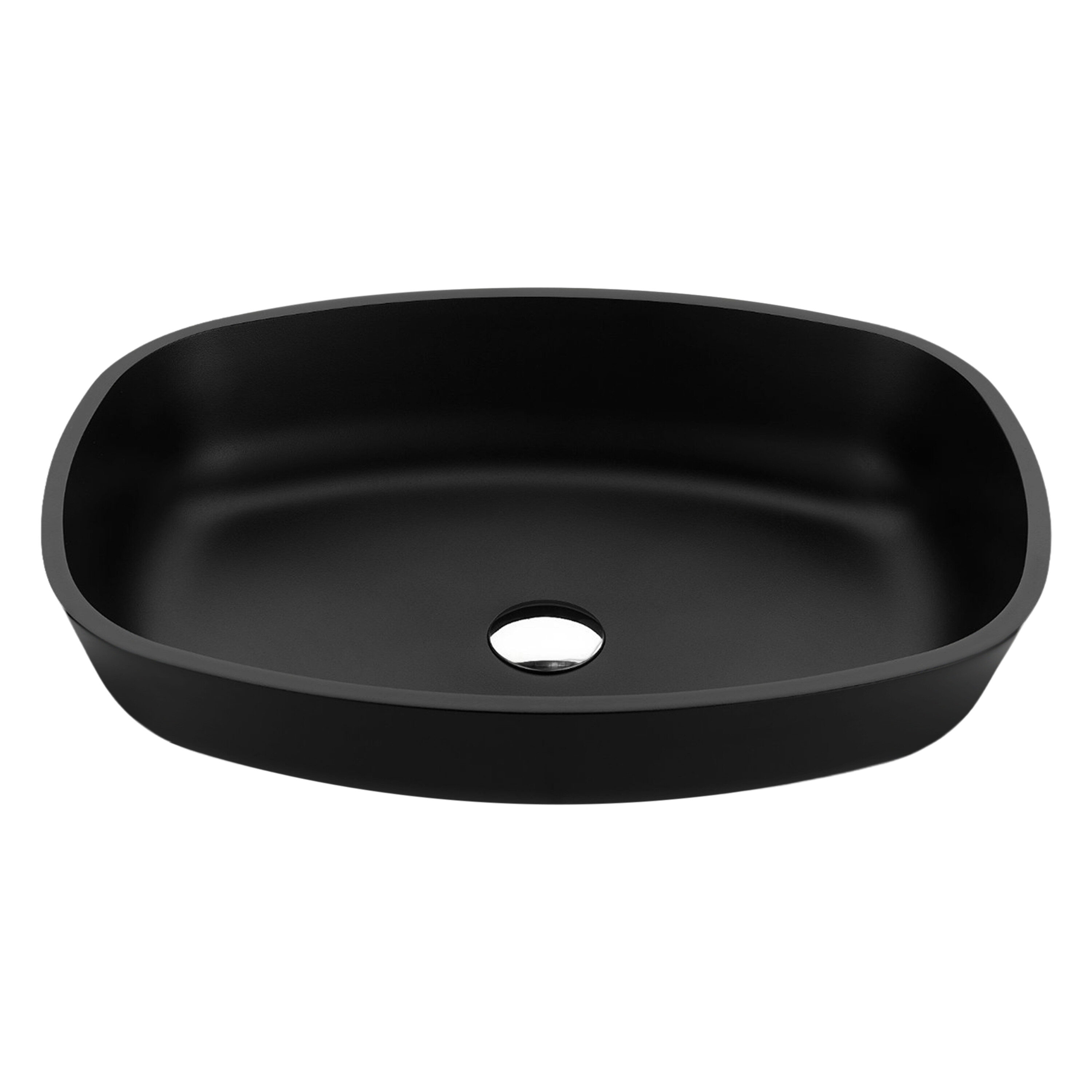 ANZZI LS-AZ913MB Glass Vessel Rectangular Modern Black Bathroom Sink with Drain Included ( 21.3-Inches x 16.1-Inches )