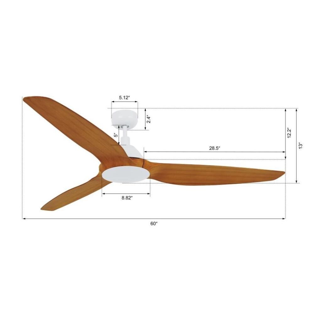 Lucci Air Type A 60-in White with Teak Blades Indoor Ceiling Fan Light ...