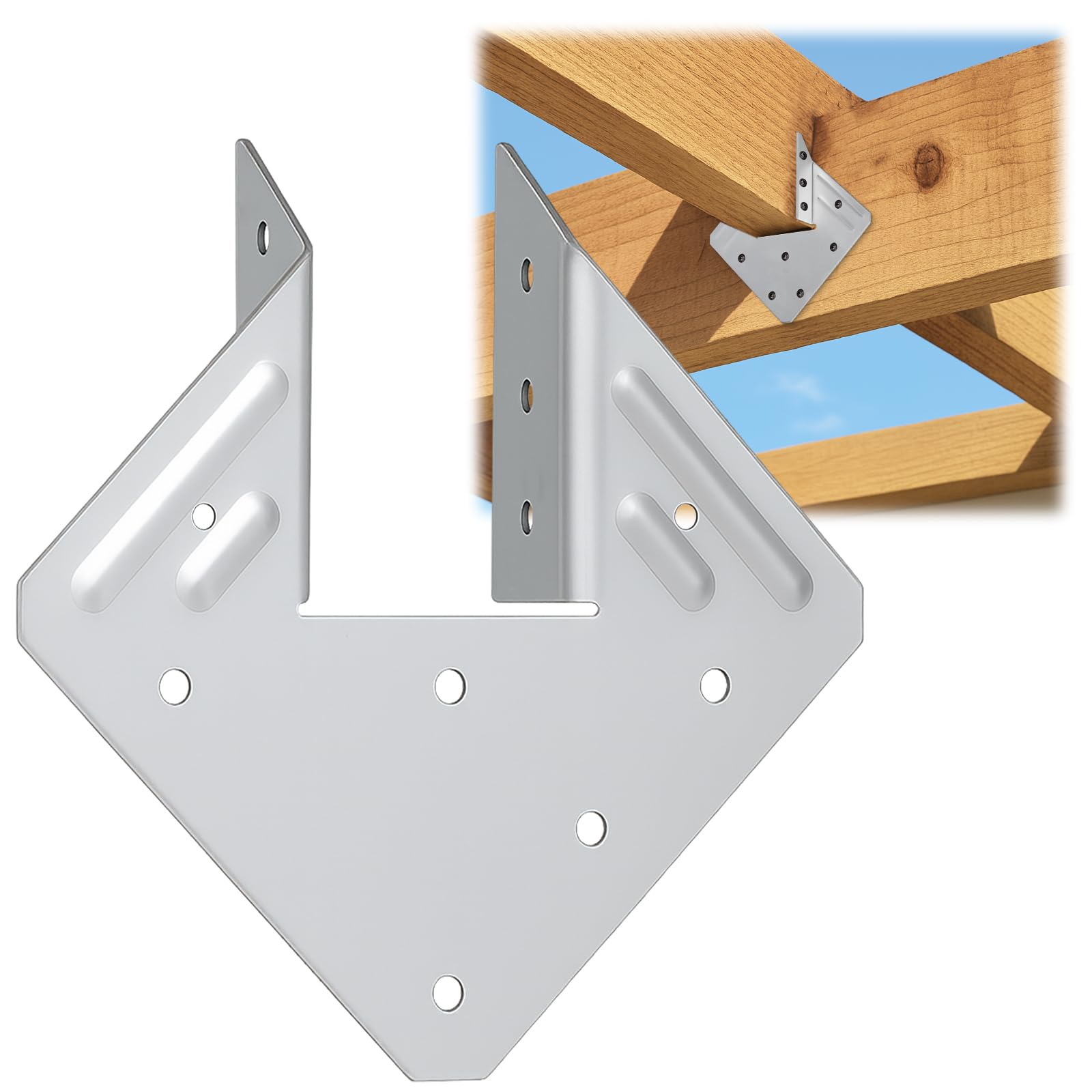 SenQWFa 20 Pieces Hurricane Tie Clips 18 Gauge Joist Hangers Roof Brackets for 2x Truss to Rafter Connectors Wood Timber Fastening #LDC0820C124