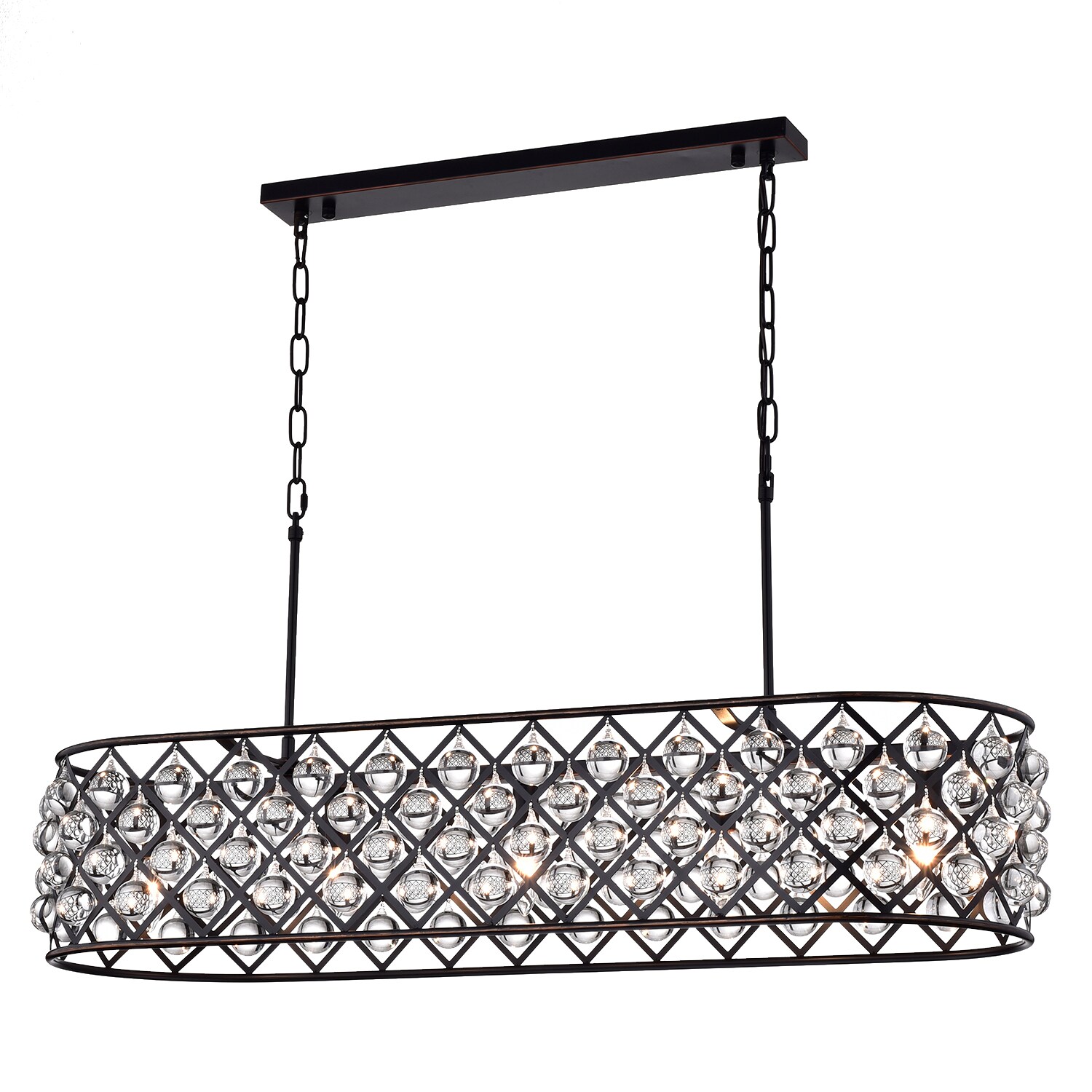 Azha 5-Light Oil Rubbed Bronze Oval Chandelier with Crystal Spheres