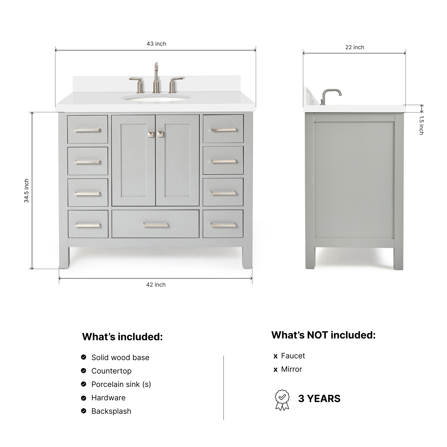 ARIEL A043SWQOVOGRY Bath-Vanity-Combo - View #3