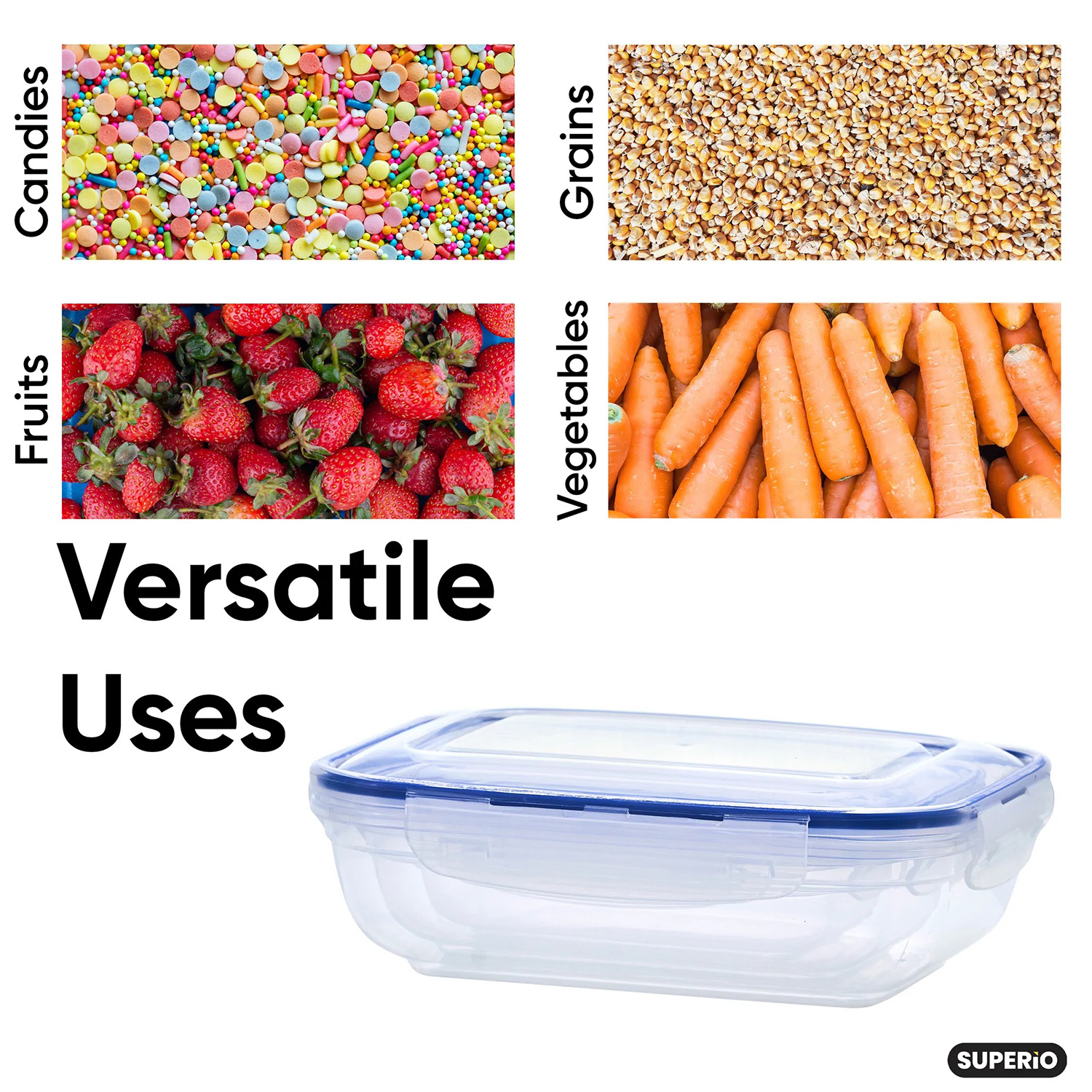 Yirtree Airtight Plastic Food Storage Container, Rectangular Small Storage Boxes, Microwave, Freezer and Dishwasher Safe, Size: 5.04 x 4.53 x 3.54