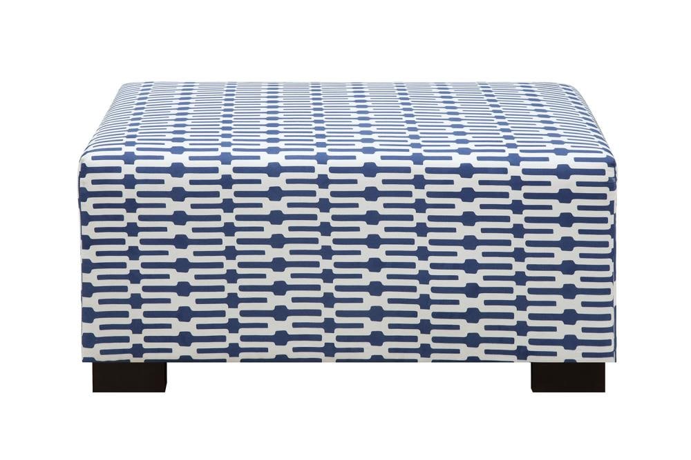 Poundex F7989 Conway Midcentury Blue Microsuede Rectangle Ottoman