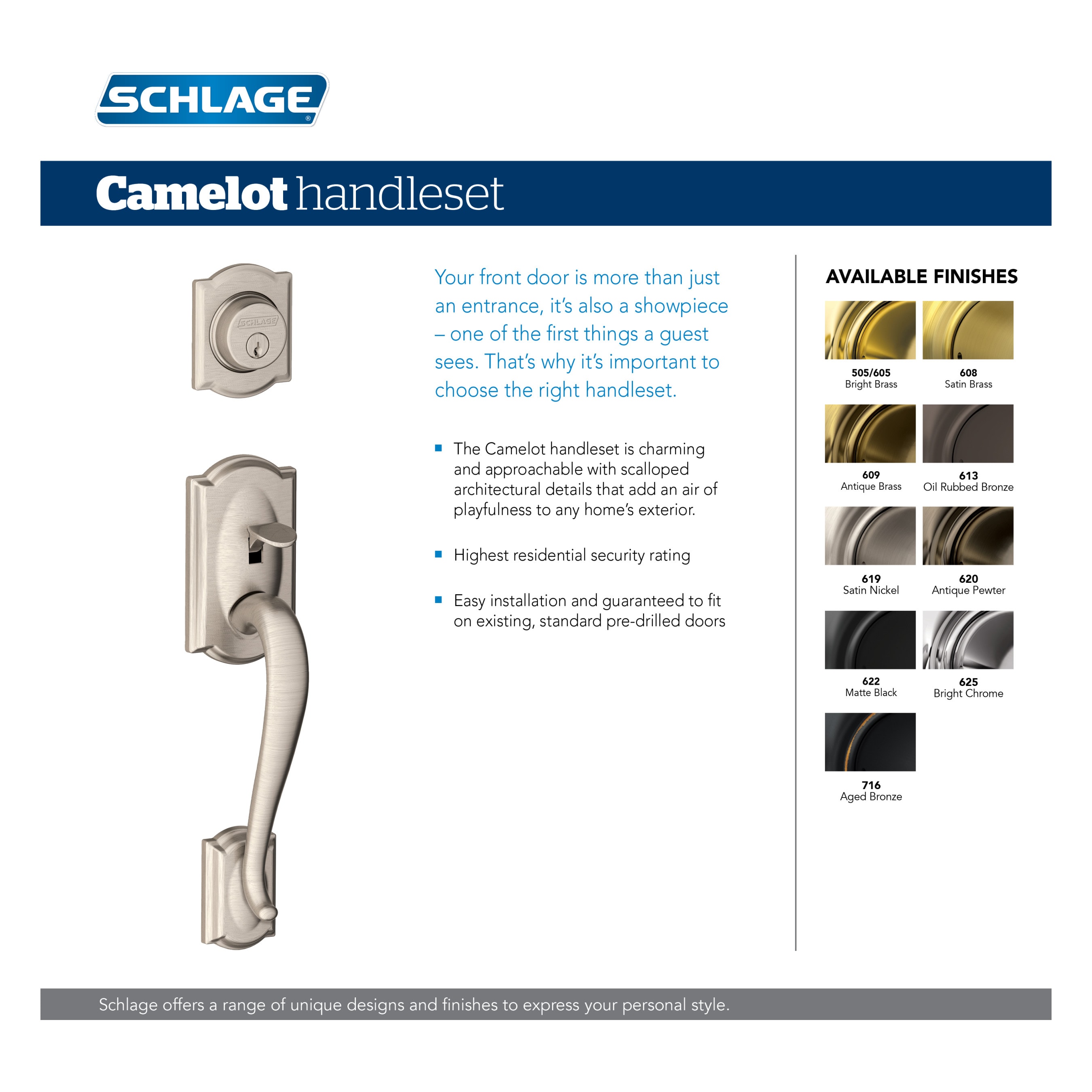 Schlage F60 V CAM 609 GEO handlesets - View #16