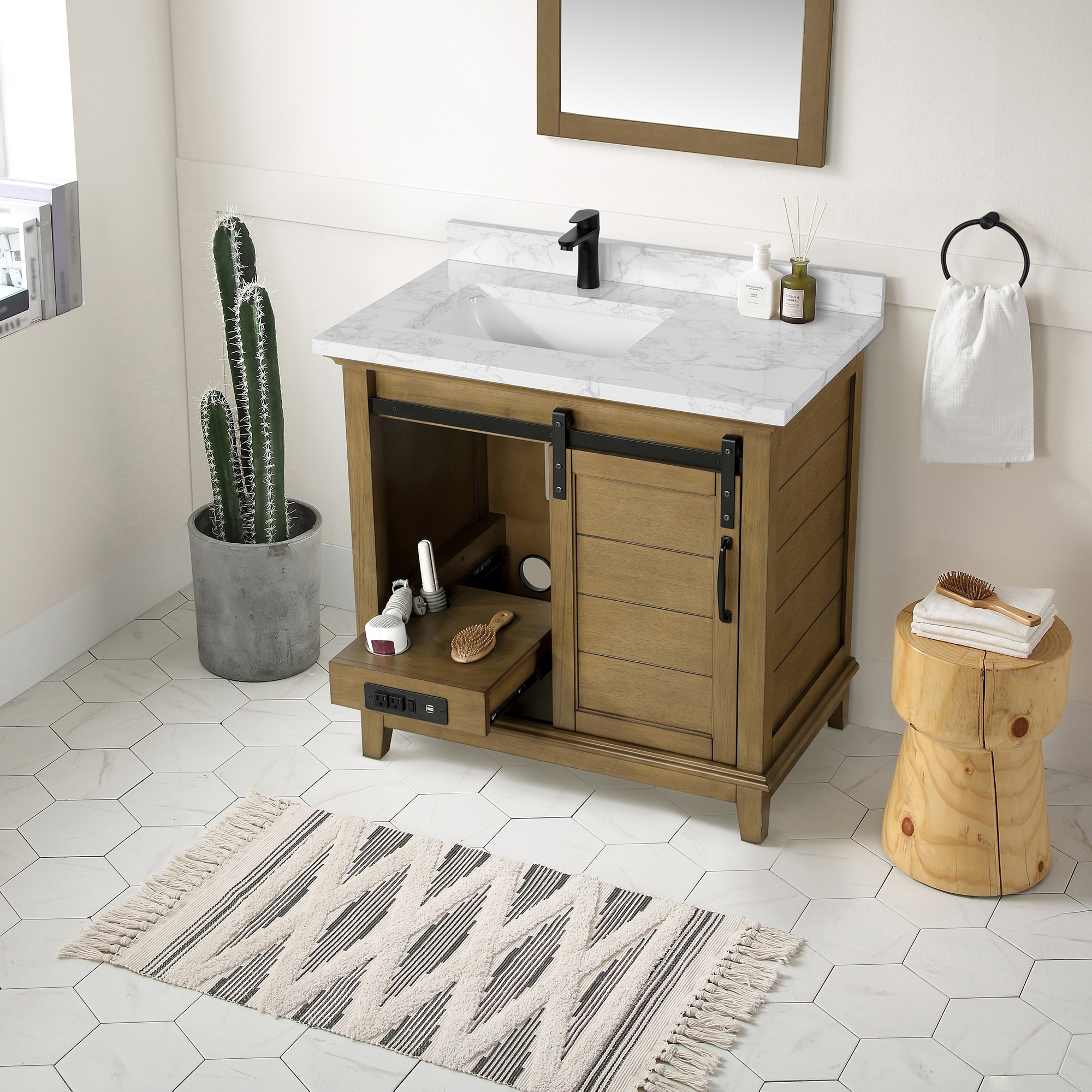 OVE Decors Edenderry 36-in Almond Latte Undermount Single Sink Bathroom ...