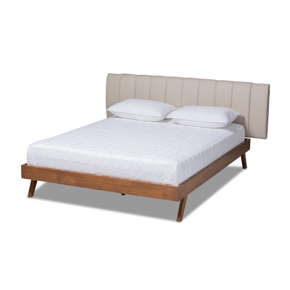 Baxton Studio Soloman Beige Queen Wood Platform Bed in the Beds