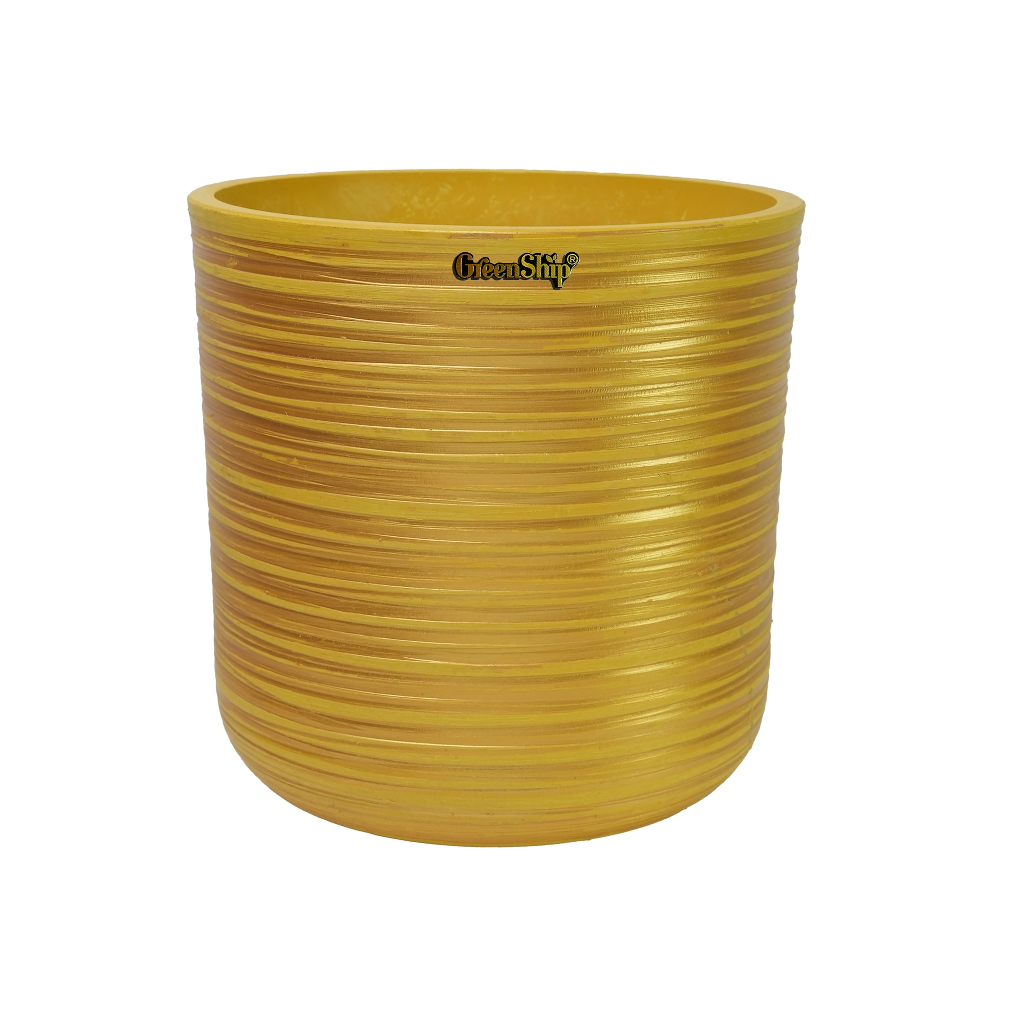 Greenship K2-21G25G Round 9.9-in W Medium Gold Resin Indoor/Outdoor Planter