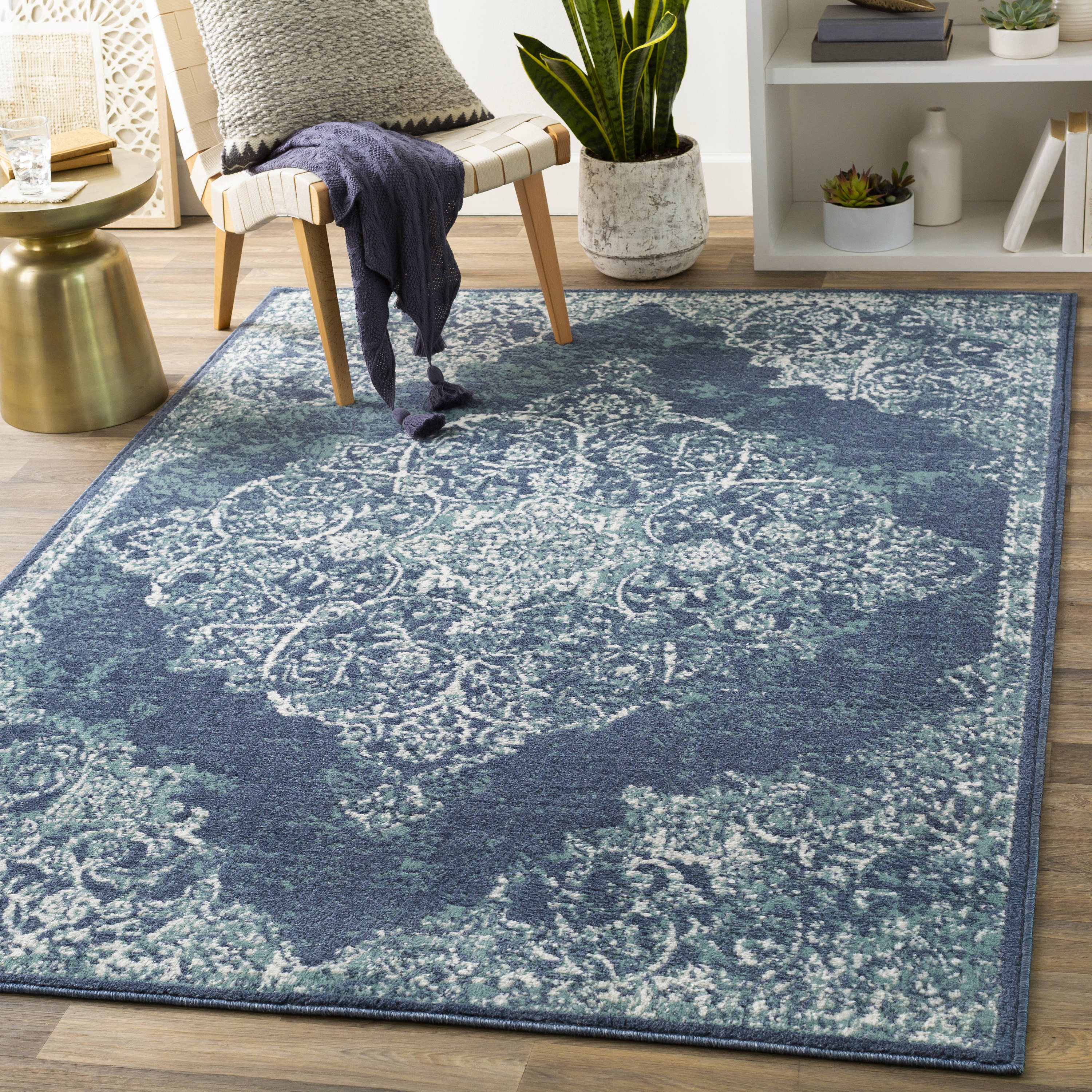 Surya SKG2312-710102 Skagen 8 x 10 (ft) Woven Polypropylene Navy Rectangular Indoor Medallion Oriental Area rug