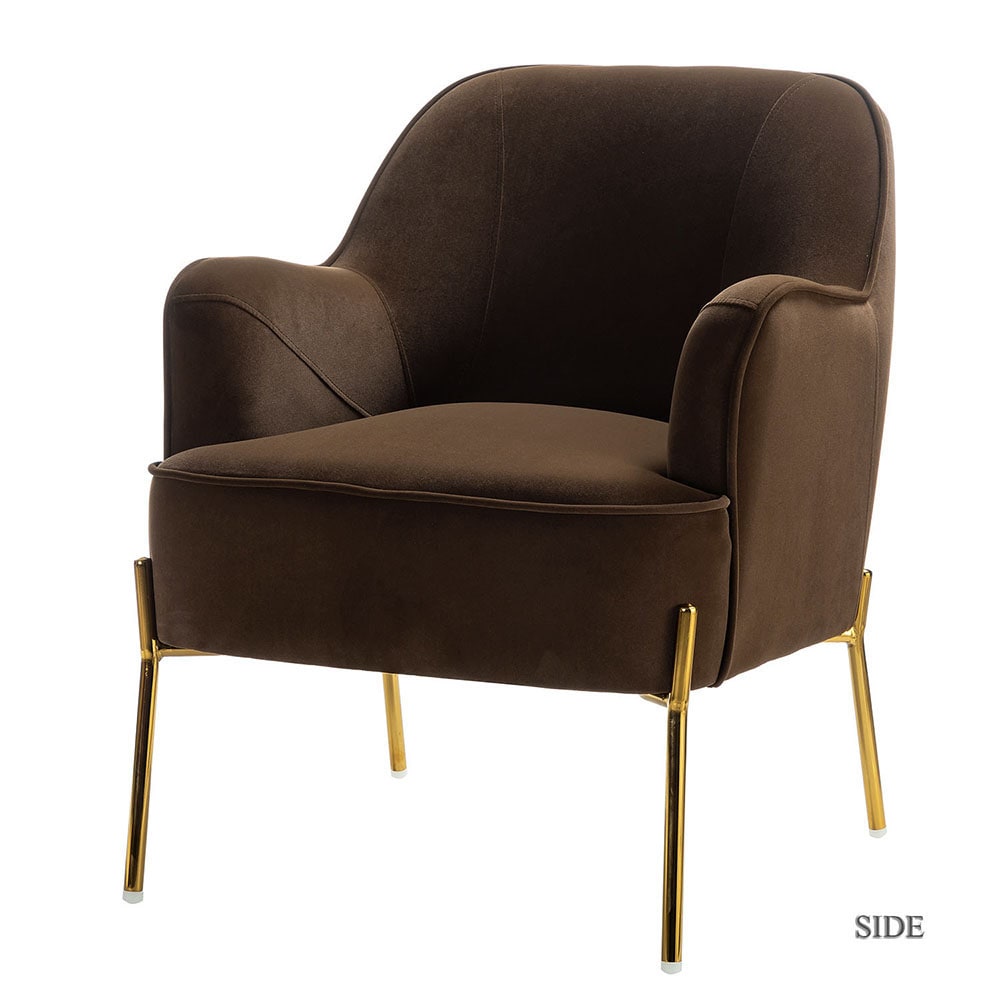 14 Karat Home CHM6154A-BROWN Casual BROWN Velvet Accent Chair