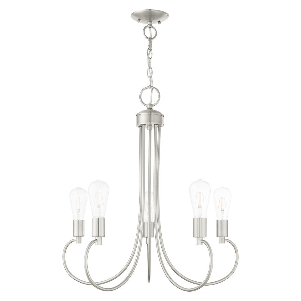 Elegant Brushed Nickel 5-Light Chandelier with Crystal Accents
