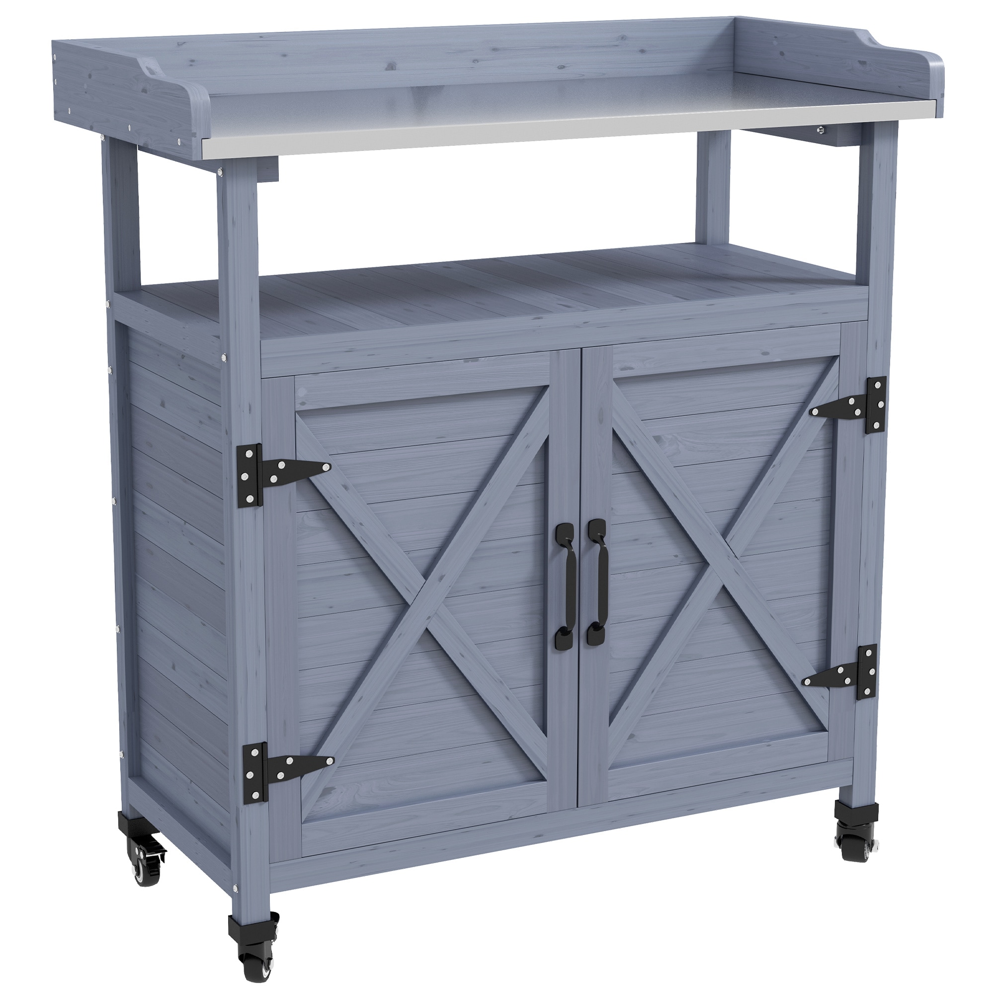 Kahomvis AOS-QPT2-591 Potting Bench 34-Inches x 37.5-Inches x 16-Inches Gray Potting Bench