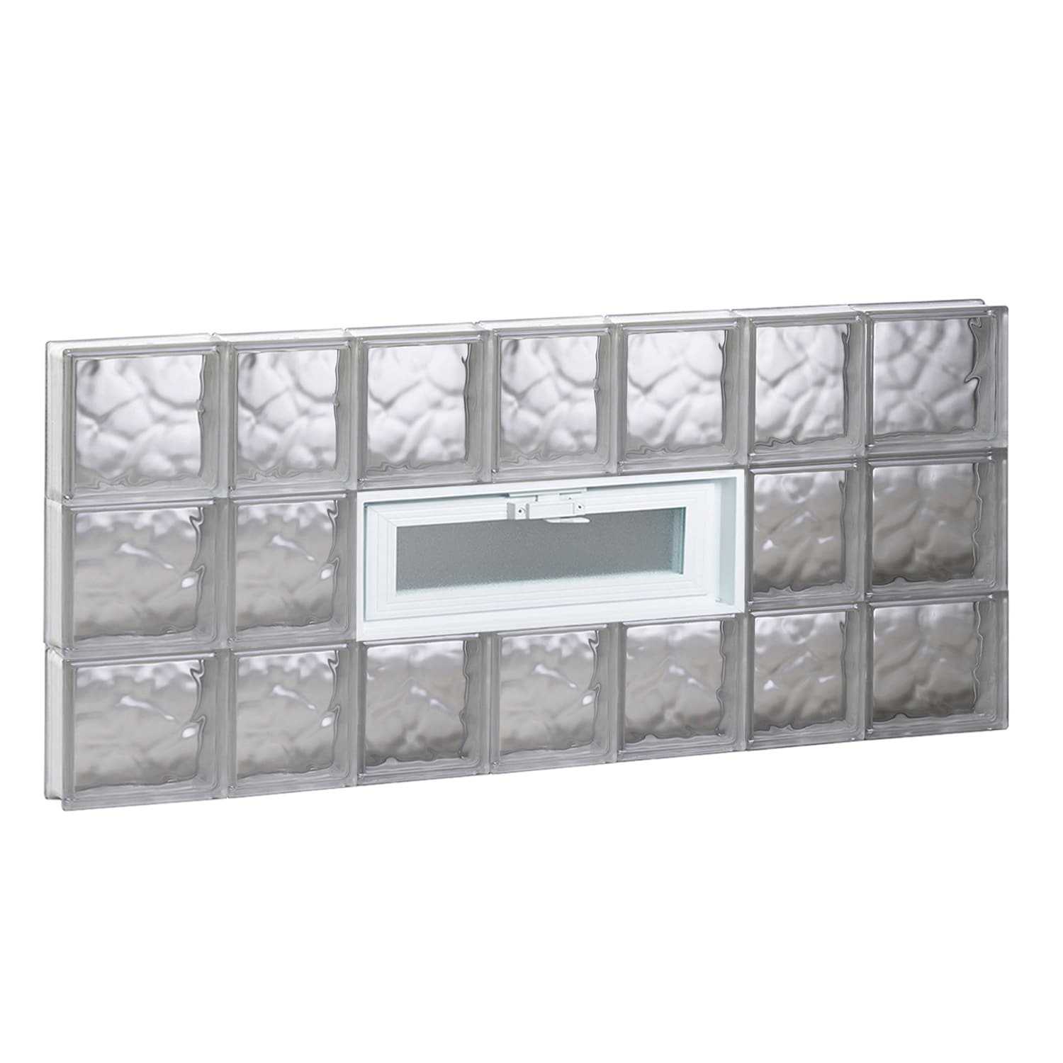 REDI2SET V4624DC Wavy Glass 44-1/4-in x 23-1/4-in Frameless Replacement Vented Glass Block Window