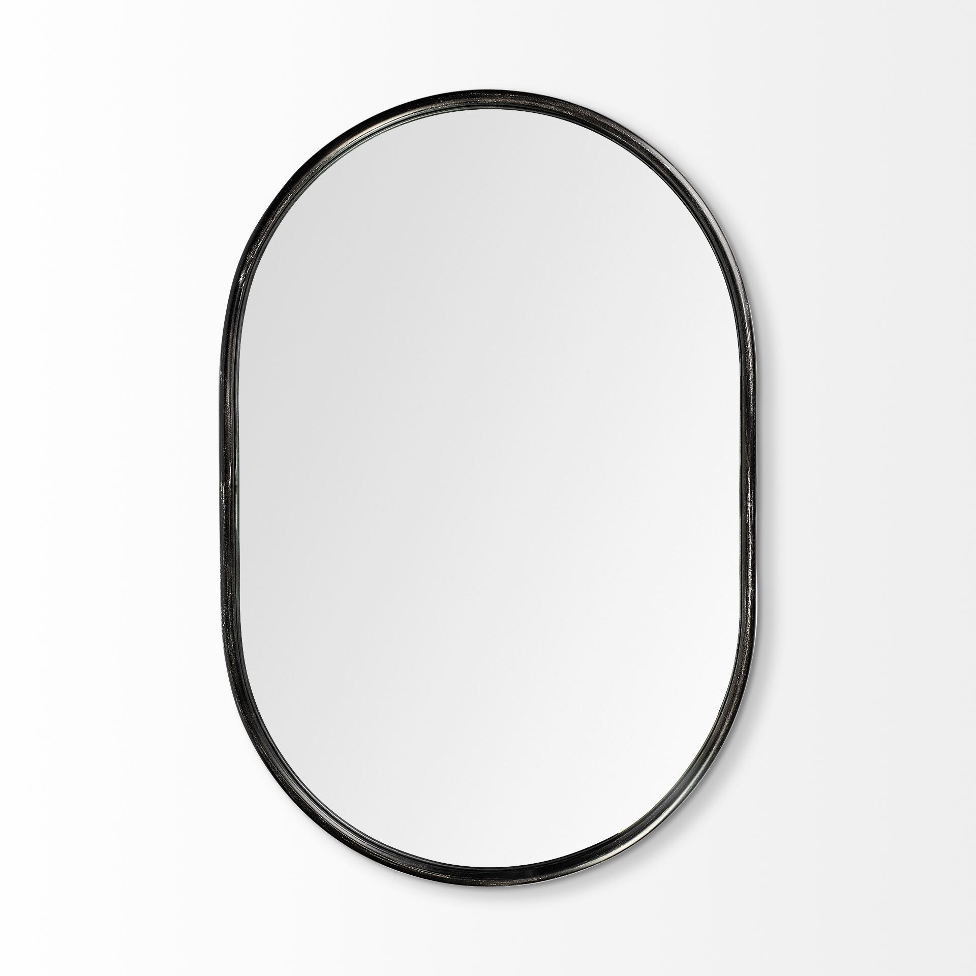 Black Metal Oval Wall Mirror