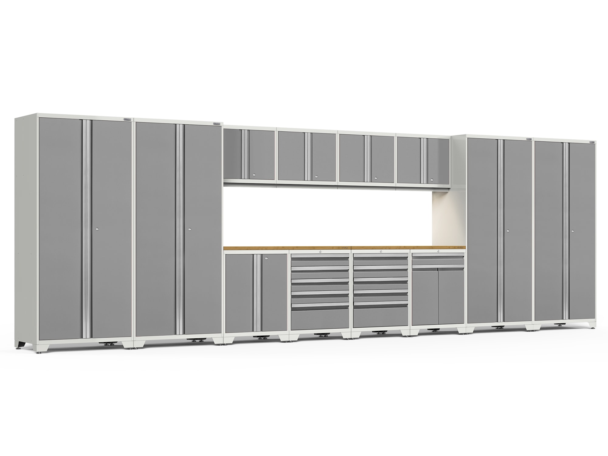 NewAge Products 52587 256.0-in W x 84.75-in H x 24.0-in D 12 -Cabinets Steel Platinum Garage Storage System