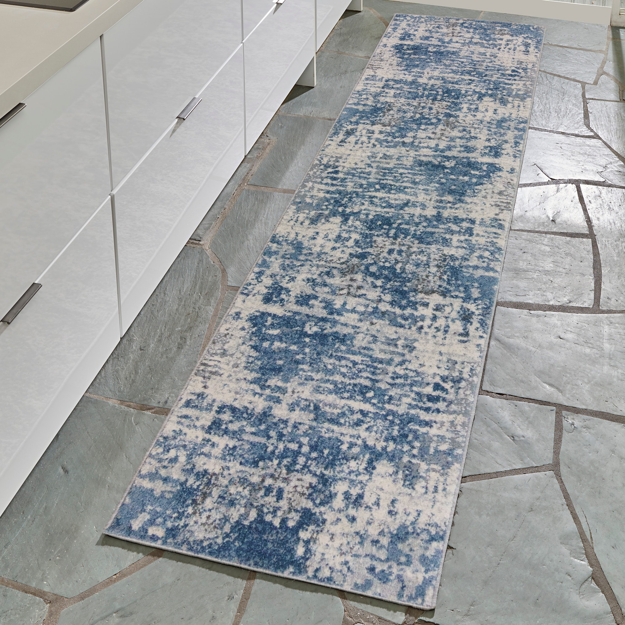 Origin 21 Abstract 2 X 8 Blue Indoor Distressed/Overdyed Runner Rug in the  Rugs department at