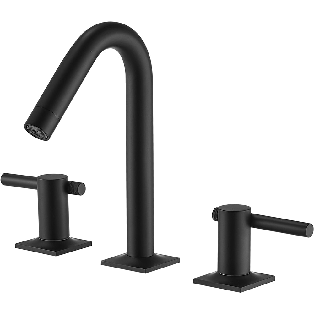 BWE Matte Black Widespread 2-Handle Bathroom Sink Faucet With Drain In ...