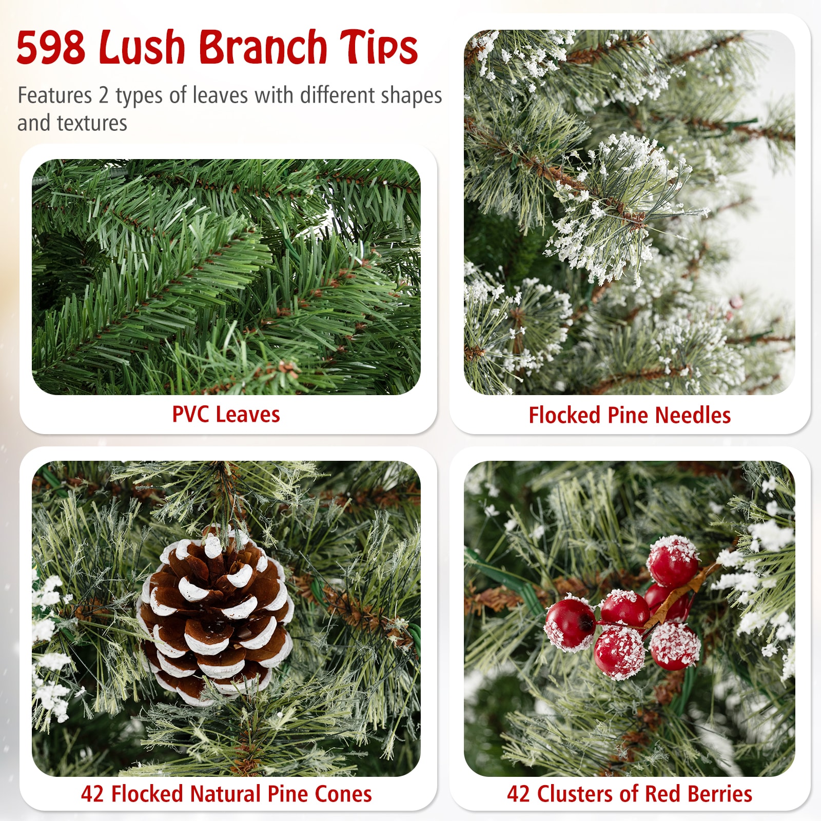 WELLFOR TX-HGY-10014US Artificial-Christmas-Trees - View #6