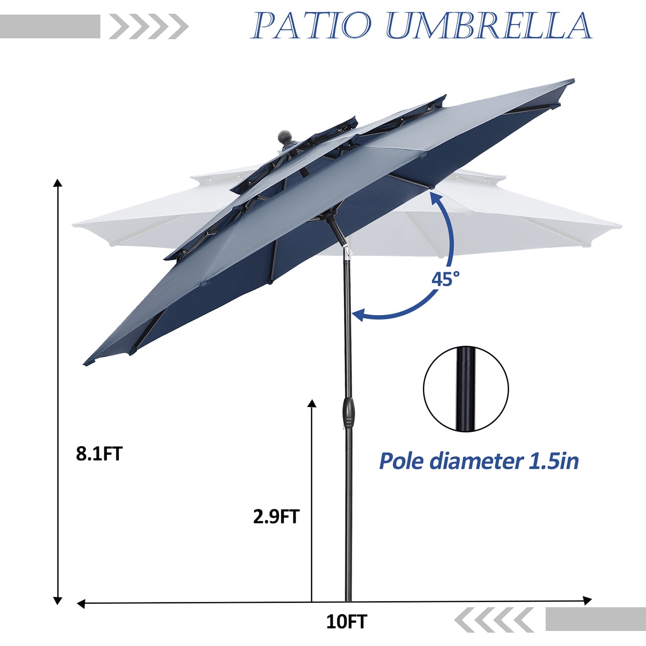 Ainfox 10-ft Steel Octagon Garden Patio Umbrella In The Patio Umbrellas ...