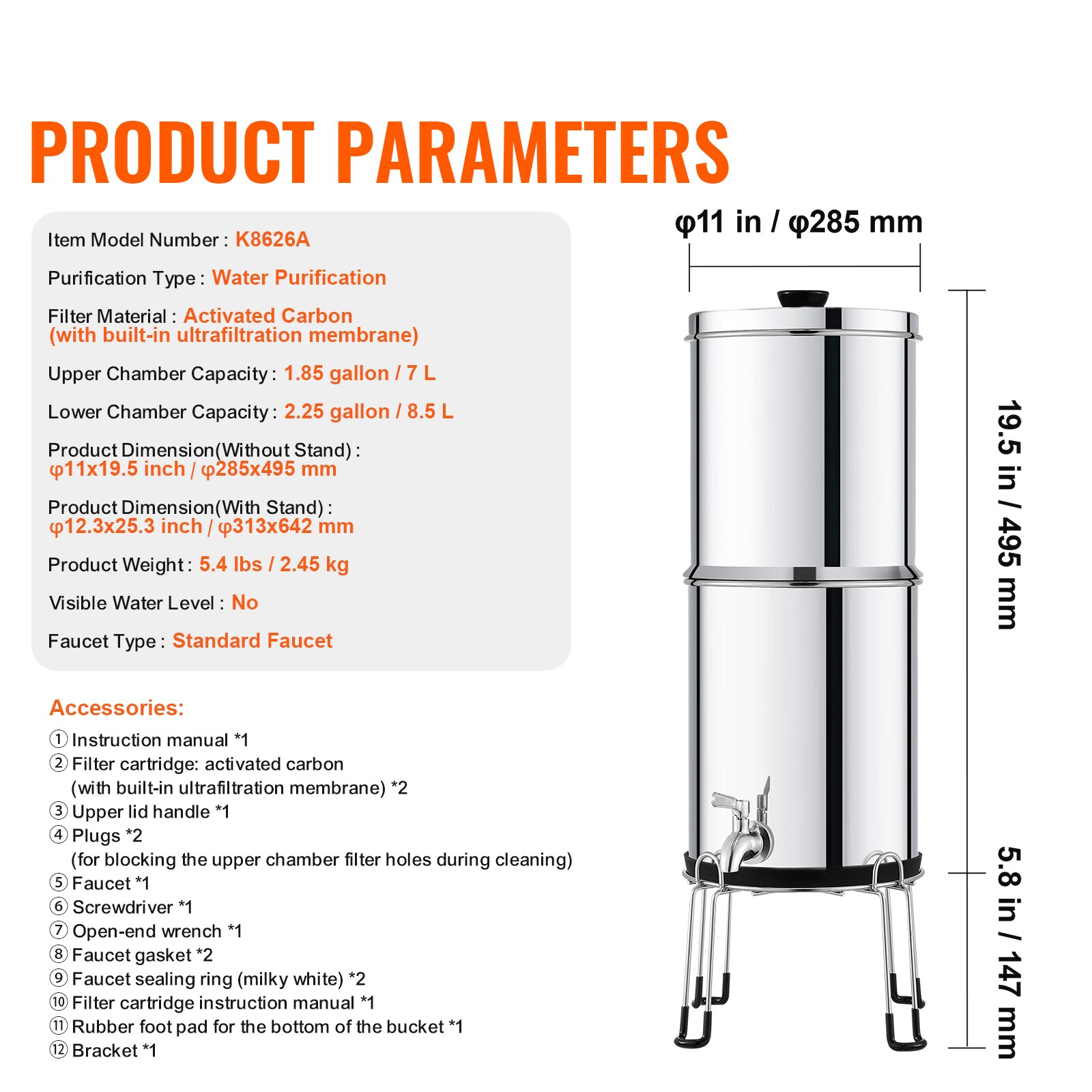 VEVOR SCZLLSQ225GA11885V0 Replacement-Water-Filters-Cartridges - View #7