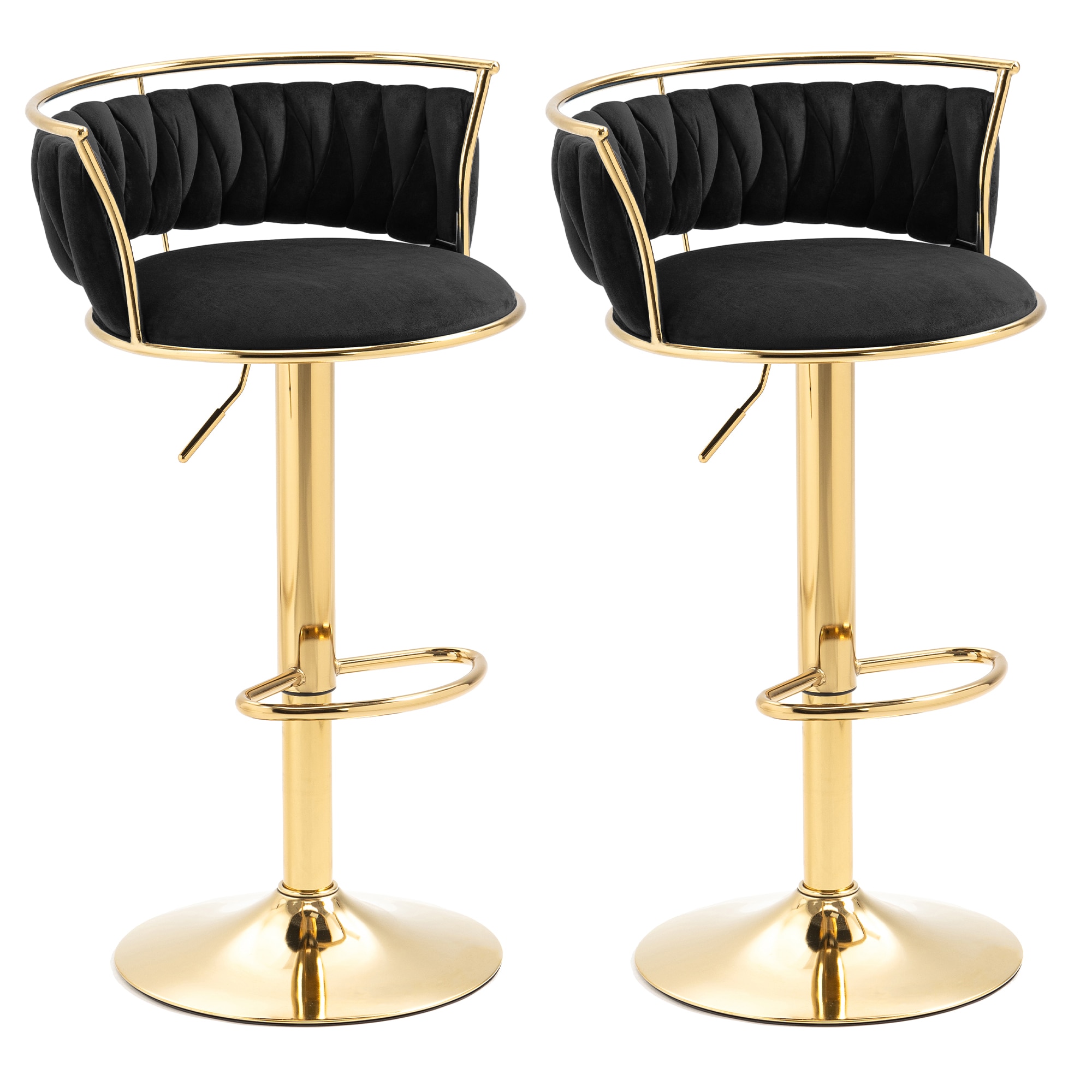 Dreamsidea Velvet Swivel Bar Stool - Counter Height Design - Backrest Support - Adjustable Woven Seat - Ideal for Kitchen Island or Pub