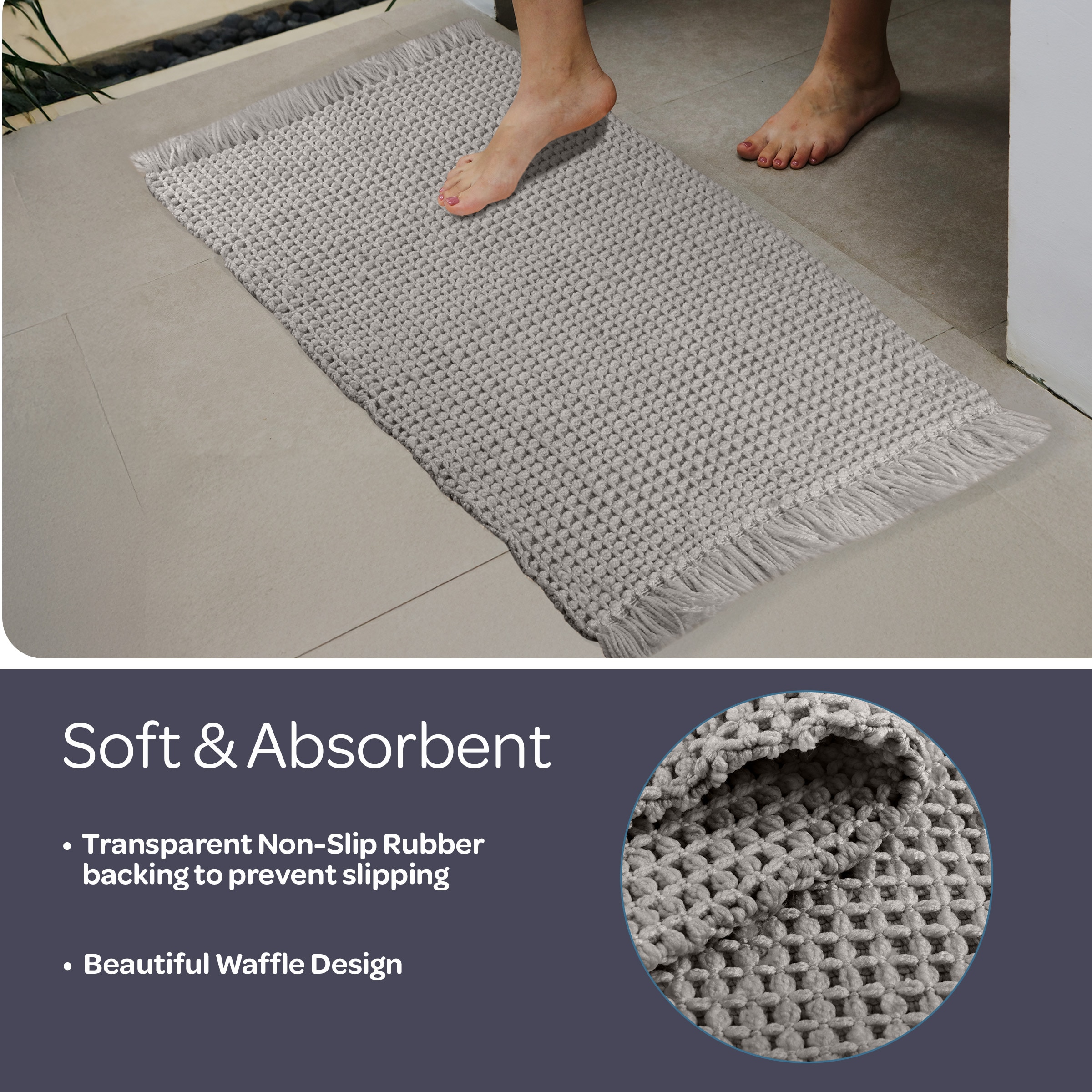 Lavish Home ST-BATH3-GRY Bath-Rugs - View #4